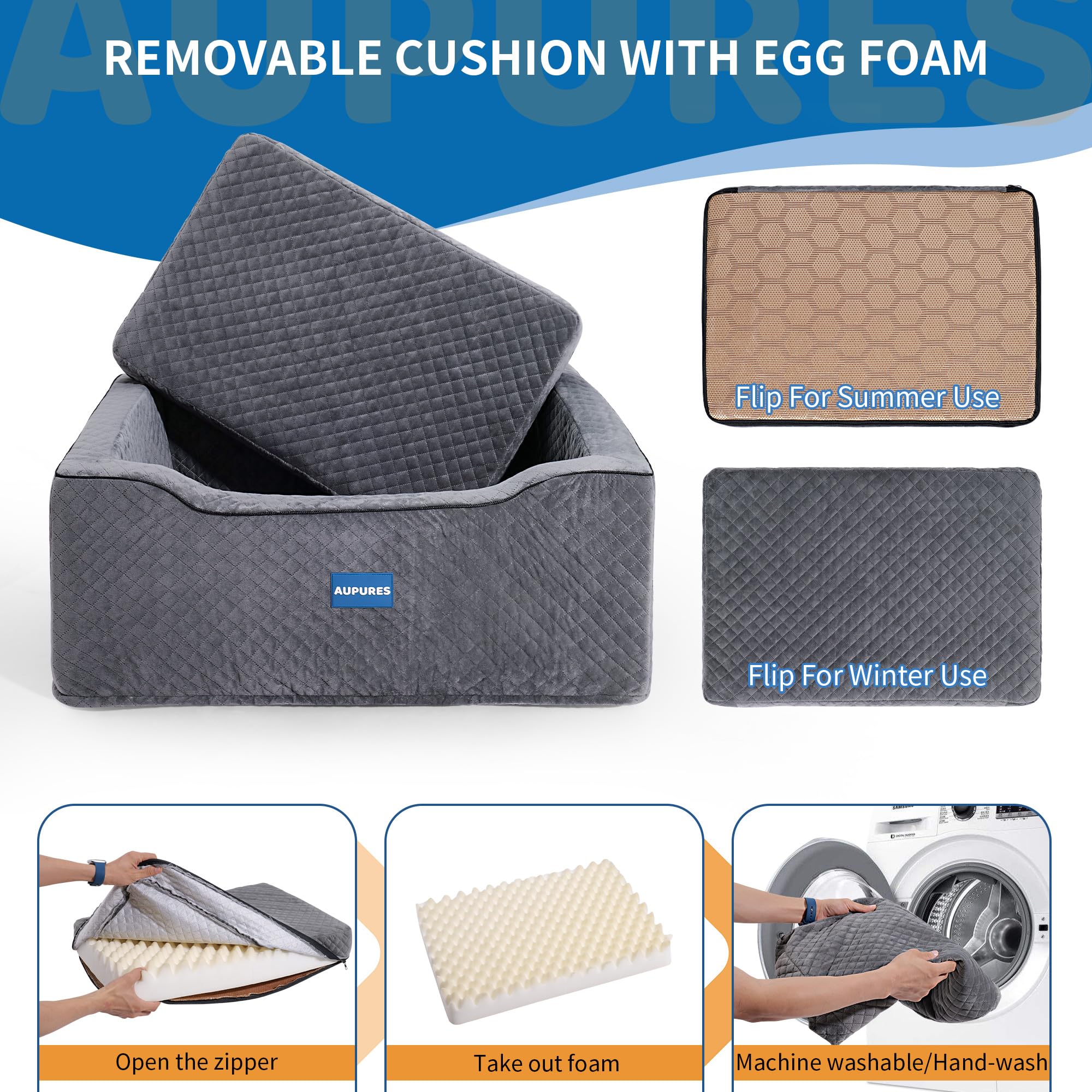 Premium Dog Car Seat for Large & Medium Dogs Up to 55 lbs - Adjustable Height Pet Booster Seat with Safety Belt - Soft Fabric Carrier for Two Small Dogs (Gray) - Perfect for Road Trips & Daily Commutes