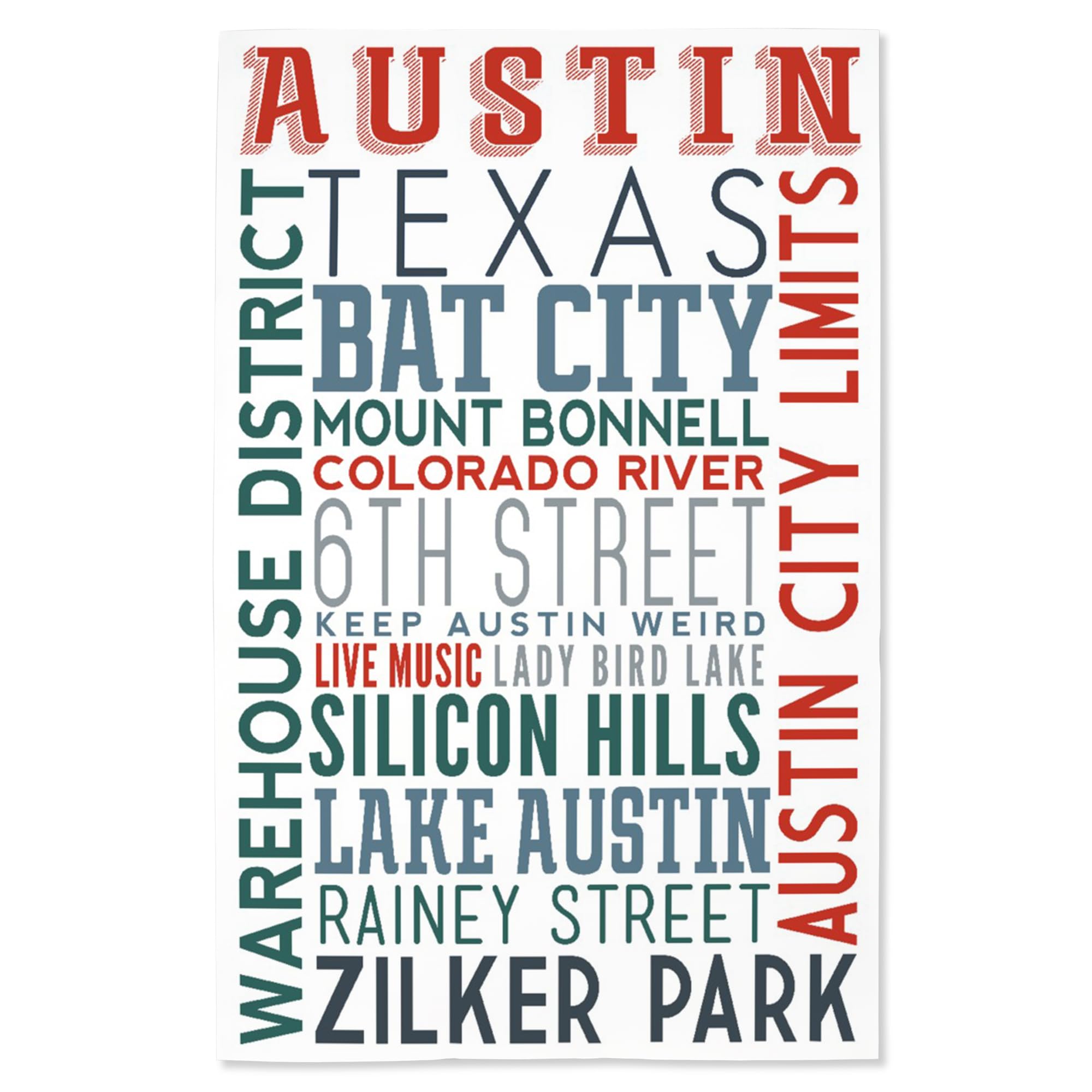 Lantern Press 16x24 Inch Giclee Print - Austin Texas Typography Wall Art | Perfect for Home Decor, Office & Gift Giving