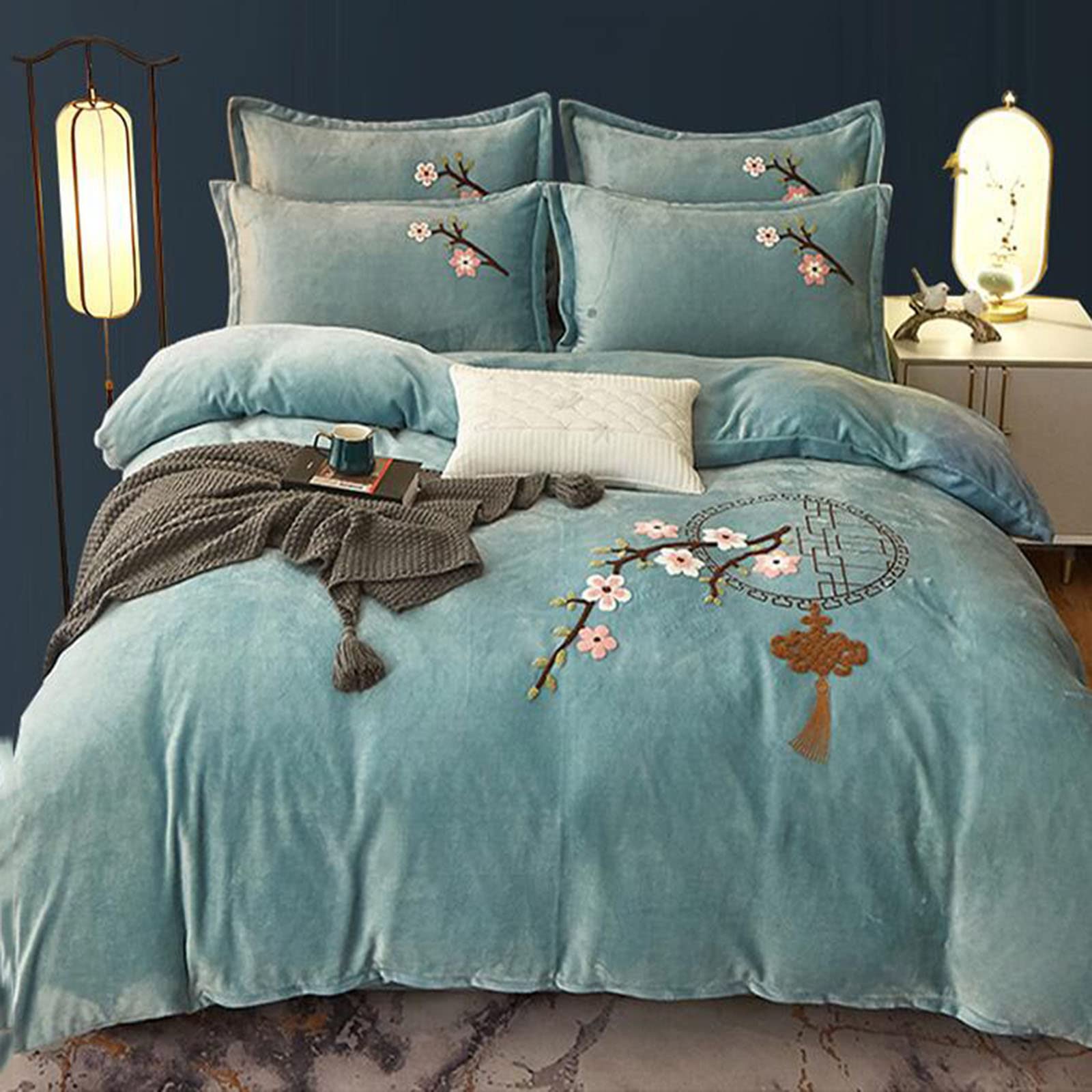 Flannel Quilt Cover Set - 4 Piece King Size Bedding with Pillowcases | Ultra Soft & Warm Winter Comforter Cover | Perfect for Cold Weather Bedroom Decor & Cozy Nights