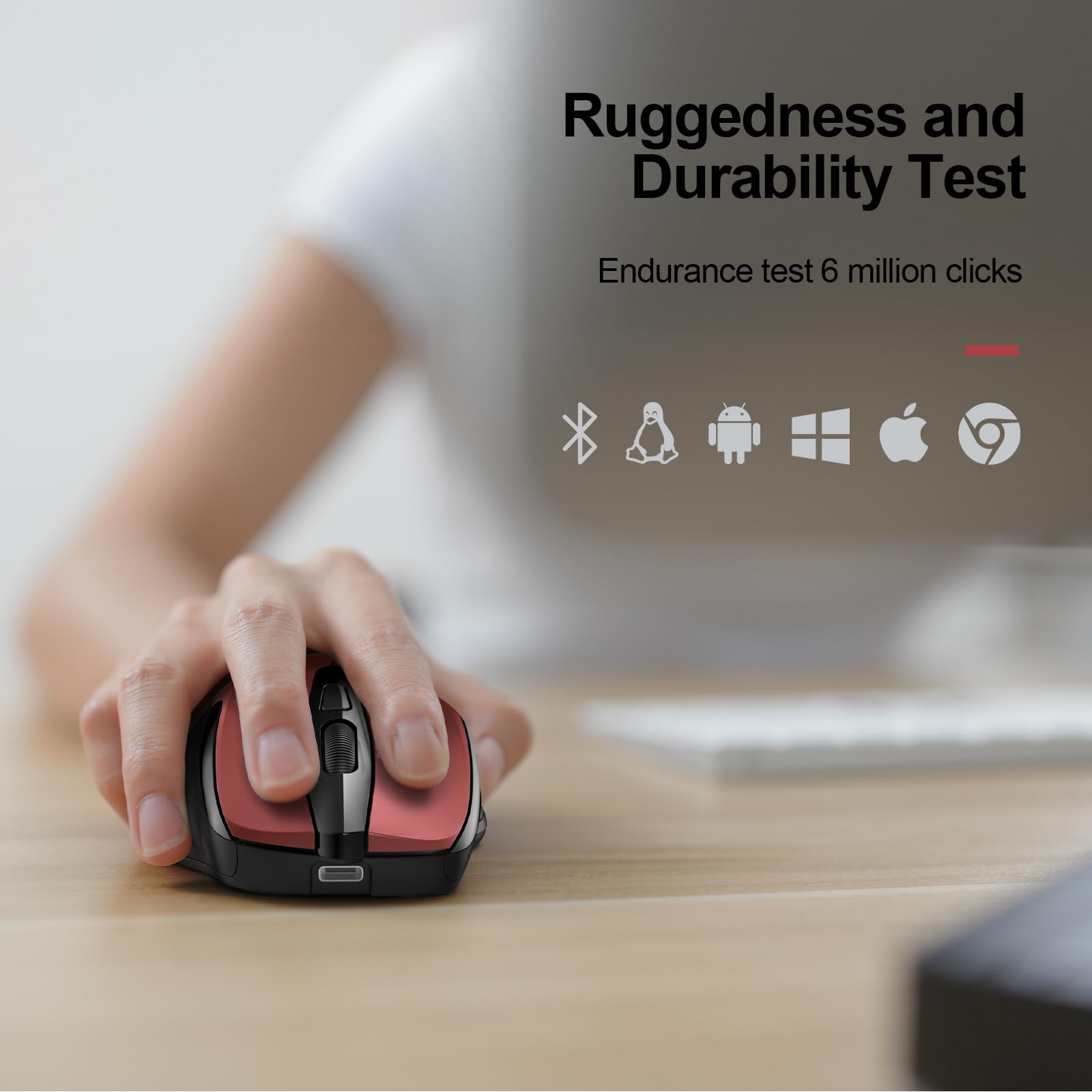 TECKNET Bluetooth Wireless Mouse - Rechargeable BT5.0/3.0 & 2.4G Dual Mode, Silent Click Computer Mouse with USB Receiver, 4800DPI Adjustable, 8-Button Ergonomic Design for PC, Mac, Laptop - Perfect for Office, Home & Travel Use