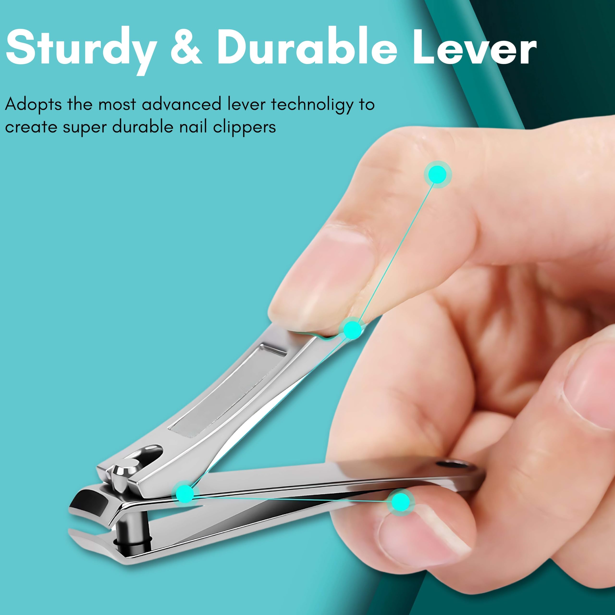 Professional Nail Clipper Set for Men - Cuticle Cutter, Finger & Toe Nippers for Thick Nails with Non-Slip Handle & Built-in File | Curved Blade Design Prevents Nail Fungus | Perfect for Home, Travel & Salon Use