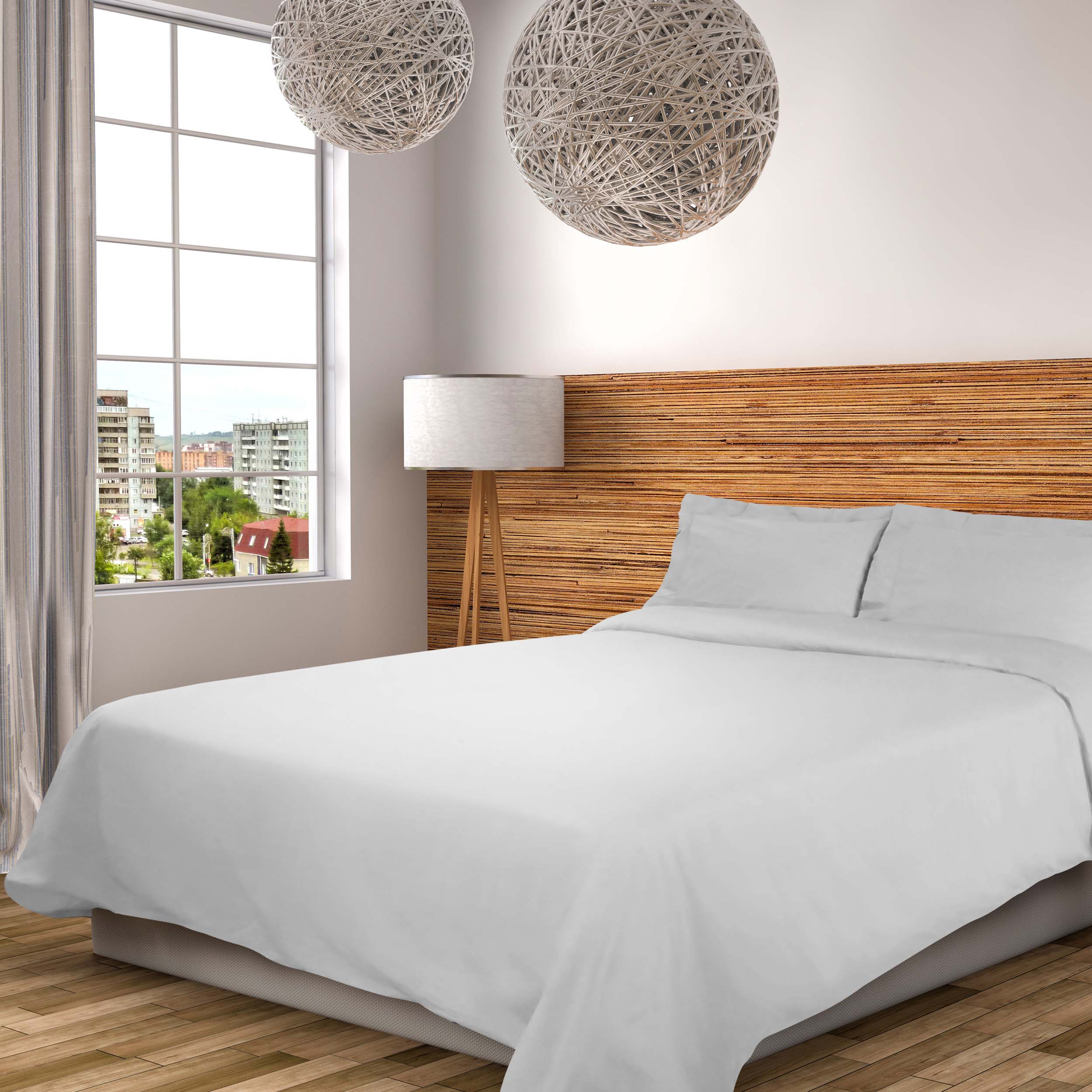 300 Thread Count Cotton Percale Solid Duvet Cover Set - Queen Size, Breathable & Soft Bedding Set for All Seasons - Perfect for Master Bedroom, Guest Room & Hotel Use