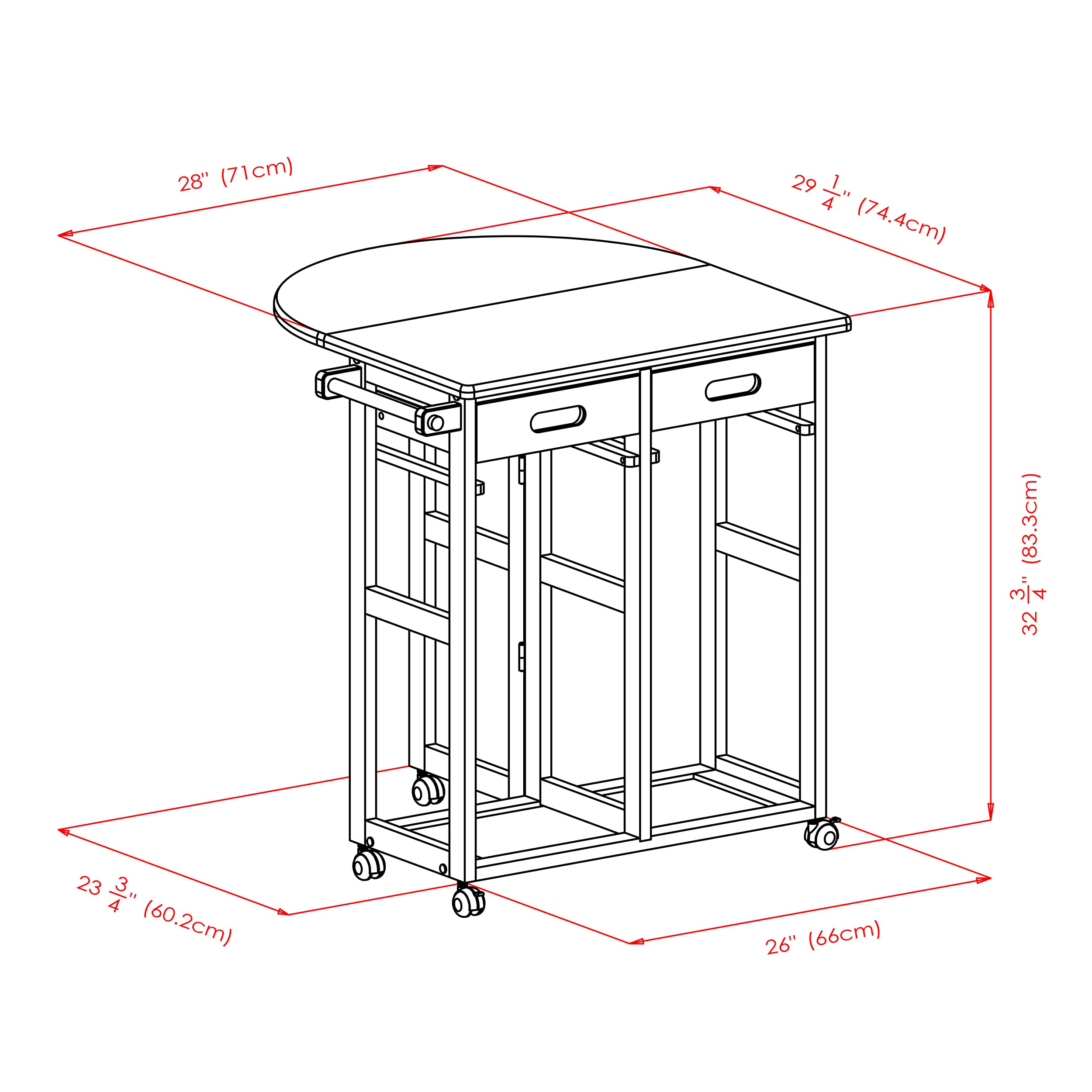 Winsome Trading 89332 Round Natural Wood Kitchen Island with Storage - Perfect for Small Spaces, Breakfast Bars & Farmhouse Style Kitchens