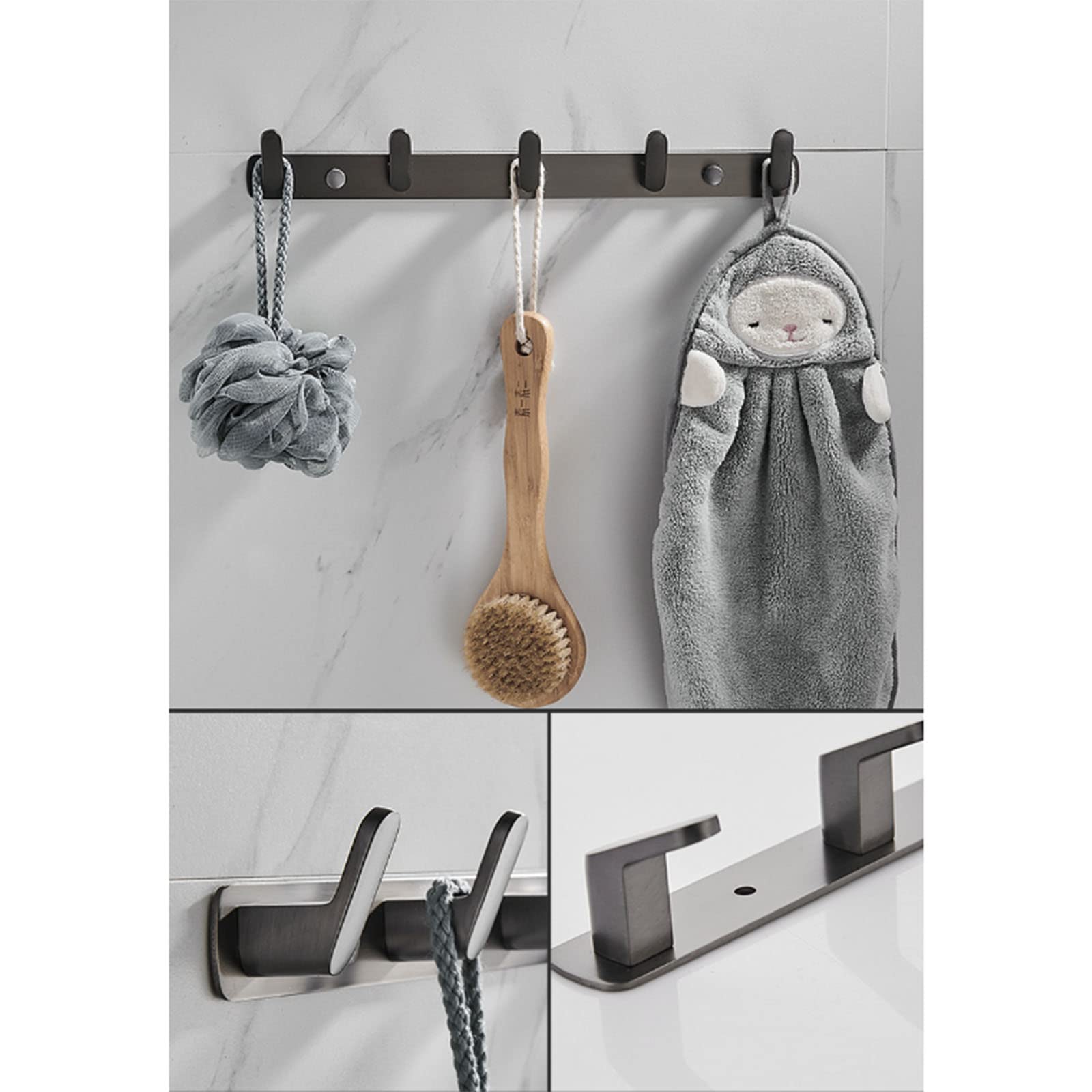 5-Piece Bathroom Towel Rack Set - Wall Mounted Towel Holder, Double Towel Bars, Toilet Paper Holder, 2-Tier Shelf & Coat Hooks - Durable Stainless Steel Bathroom Accessories for Home, Hotel & Spa Decor