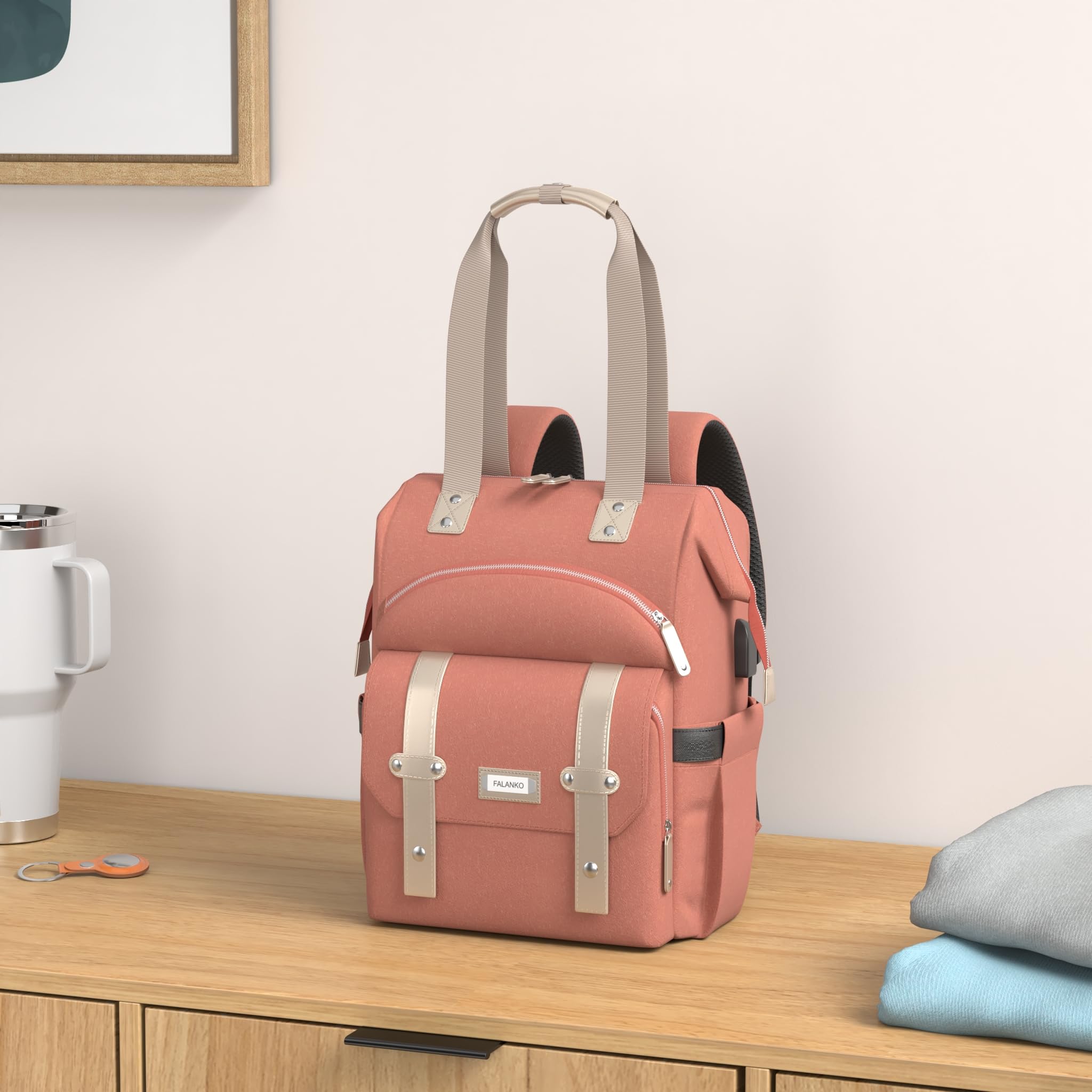 Stylish Women's Laptop Backpack with USB Charging Port - 15.6 Inch Anti-Theft College Backpack for Work & Travel, RFID Protection School Bag - Perfect for Commuting, Business Trips & Campus Life