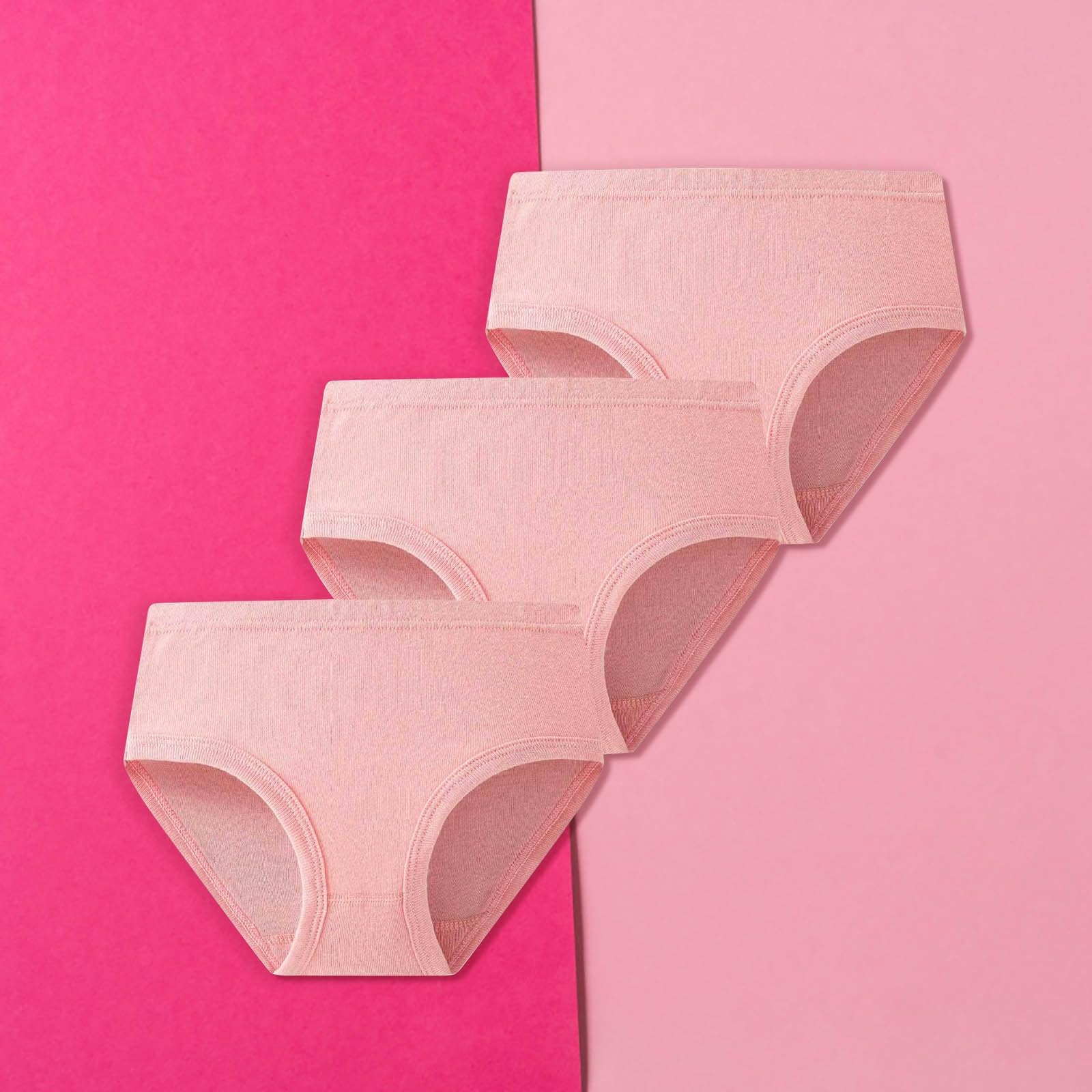 Mercatoo Baby Girls Cotton Training Underwear - Soft Breathable Solid Color Panties for Toddlers & Teens - Pack of 3 Boy Cut Style - Perfect for Potty Training, Daycare & Playtime