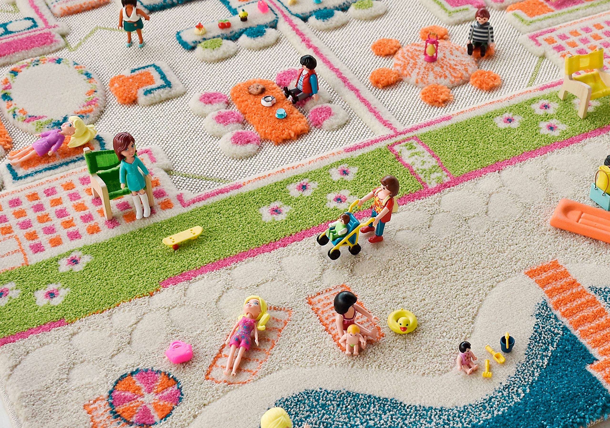 IVI Beach House 3D Play Rug for Kids - Medium Size Non-Slip Educational Activity Mat | Perfect for Nursery, Playroom & Indoor Toddler Games