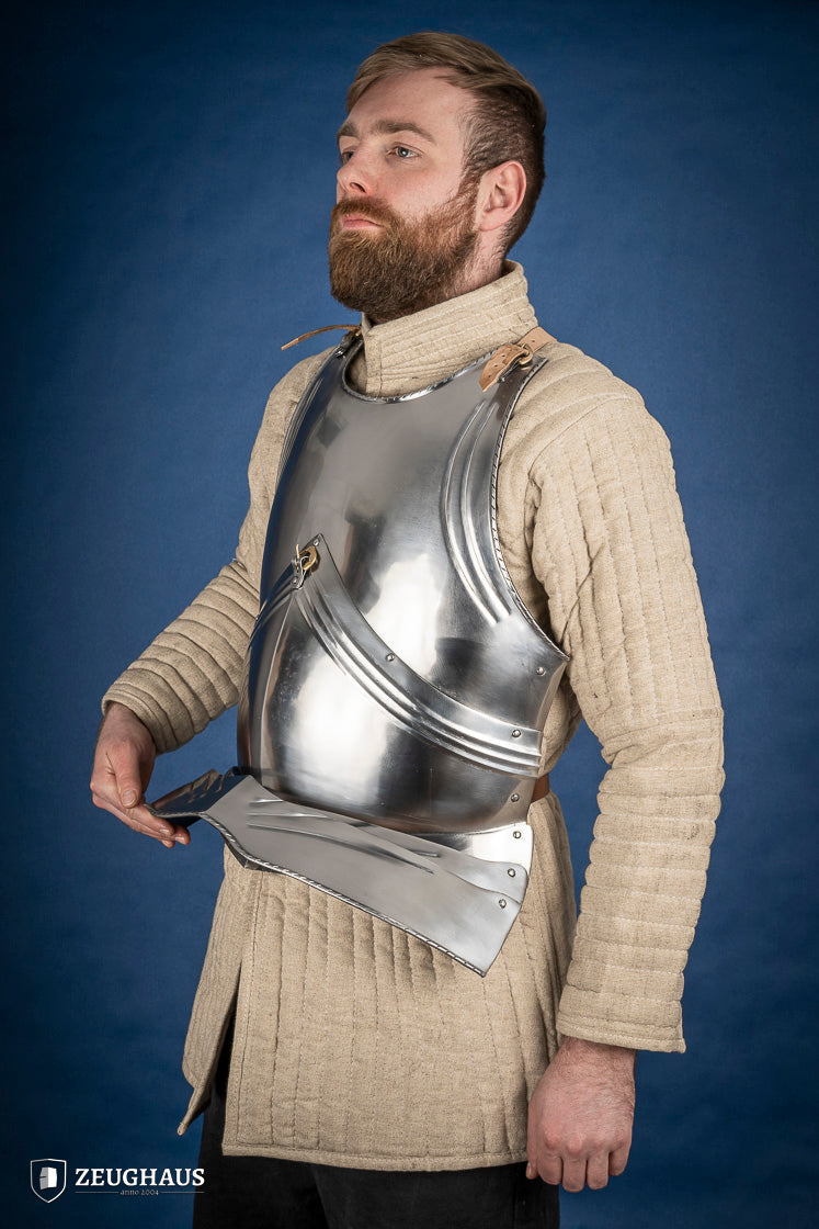 15th Century German Breastplate - 1.2mm Polished Steel Medieval Armor for LARP, Cosplay & Historical Reenactment
