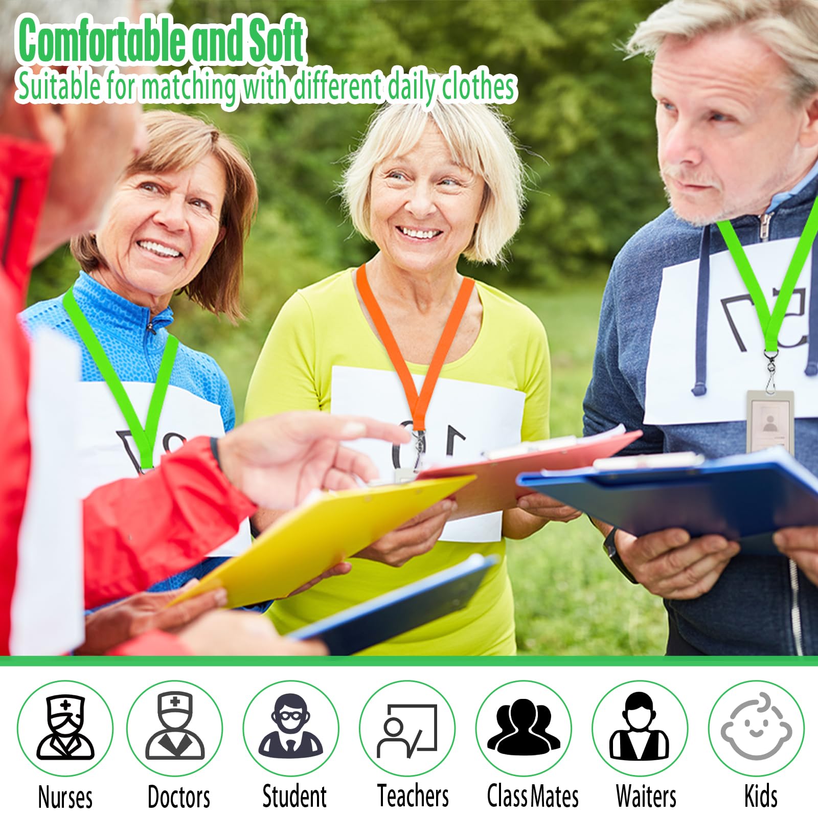 Breakaway Lanyards with J Hook - Bulk ID Badge Holders for Work & Events