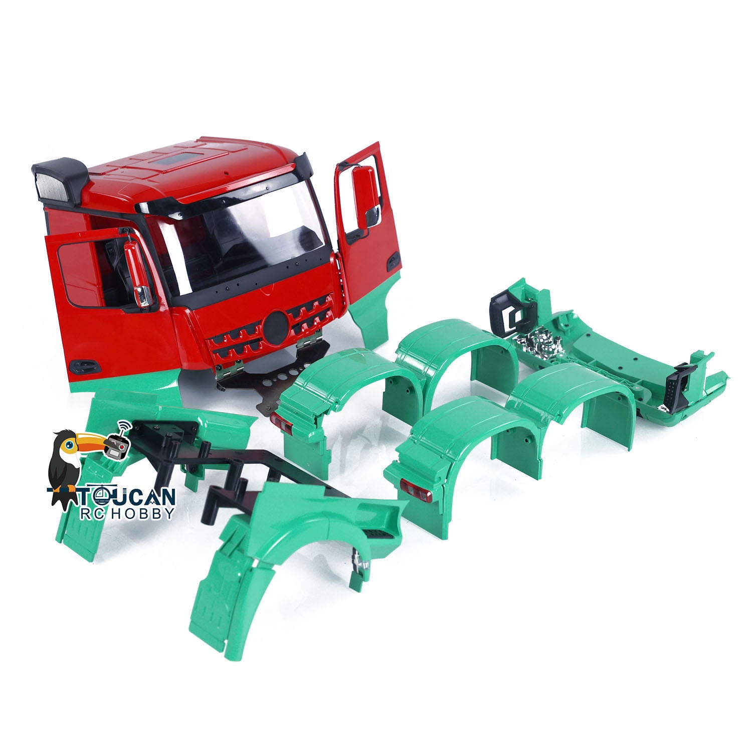 1/14 Scale Painted Plastic Body Shell Cabin Set for 6x6 RC Tractor Truck - DIY Simulation Vehicle Parts for Hobby Model Enthusiasts | Perfect for RC Car Customization, Off-Road Simulation & Collectible Displays