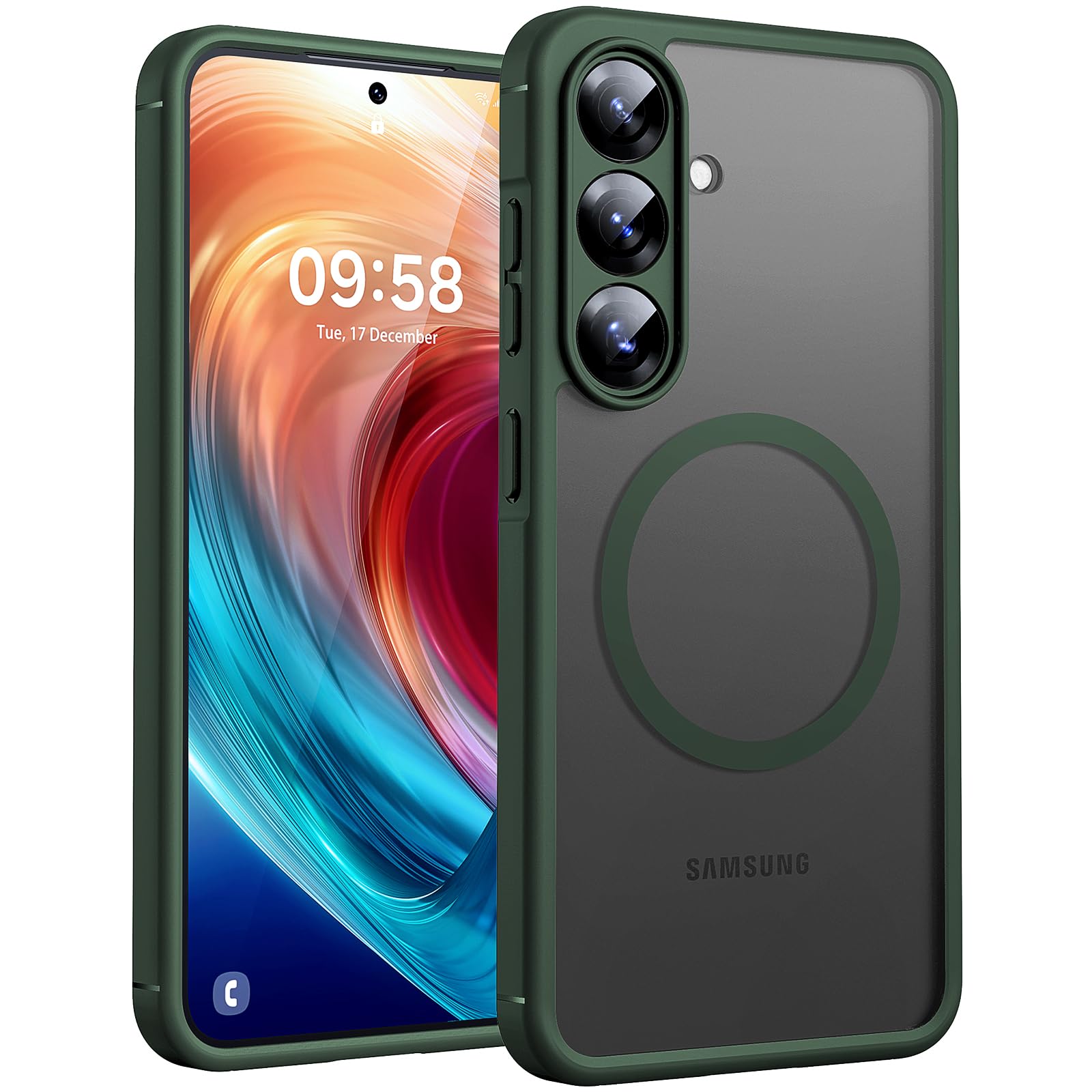TOCOL 5 in 1 Samsung Galaxy S22 Case 6.1 Inch - Military Grade Shockproof Slim Cover with 2 Pack Screen Protector + 2 Pack Camera Lens Protector, Translucent Matte Back (Green) - Perfect for Outdoor Activities, Travel & Daily Protection