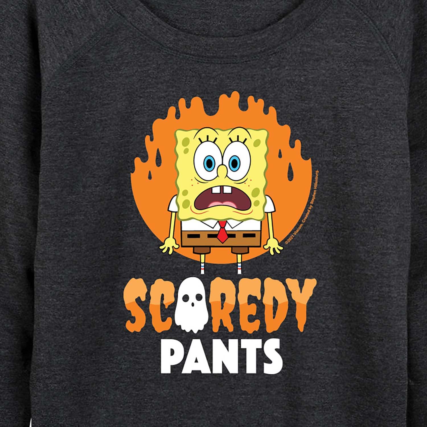 SpongeBob SquarePants Scaredy Pants Women's Lightweight French Terry Pullover Hoodie - Funny Cartoon Character Sweatshirt for Women - Perfect for Casual Wear, Lounge & Halloween Costumes
