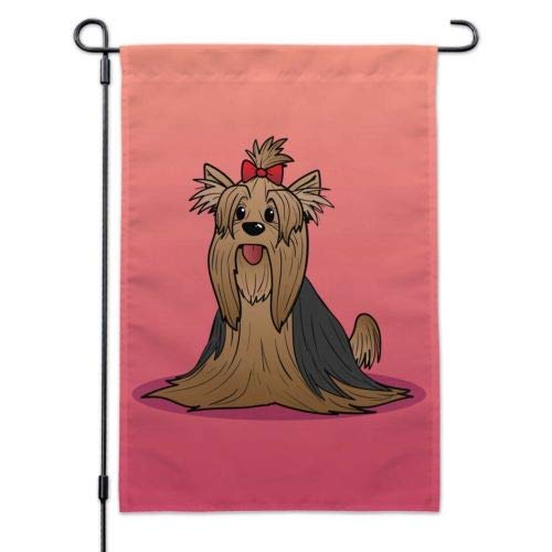 Georgia Barnard Seasonal Garden Flag - 28 x 40 Inch Outdoor Decorative Flag with Yorkshire Terrier Yorkie and Bow Design - Perfect for Yard, Garden, Porch, and Seasonal Home Decor