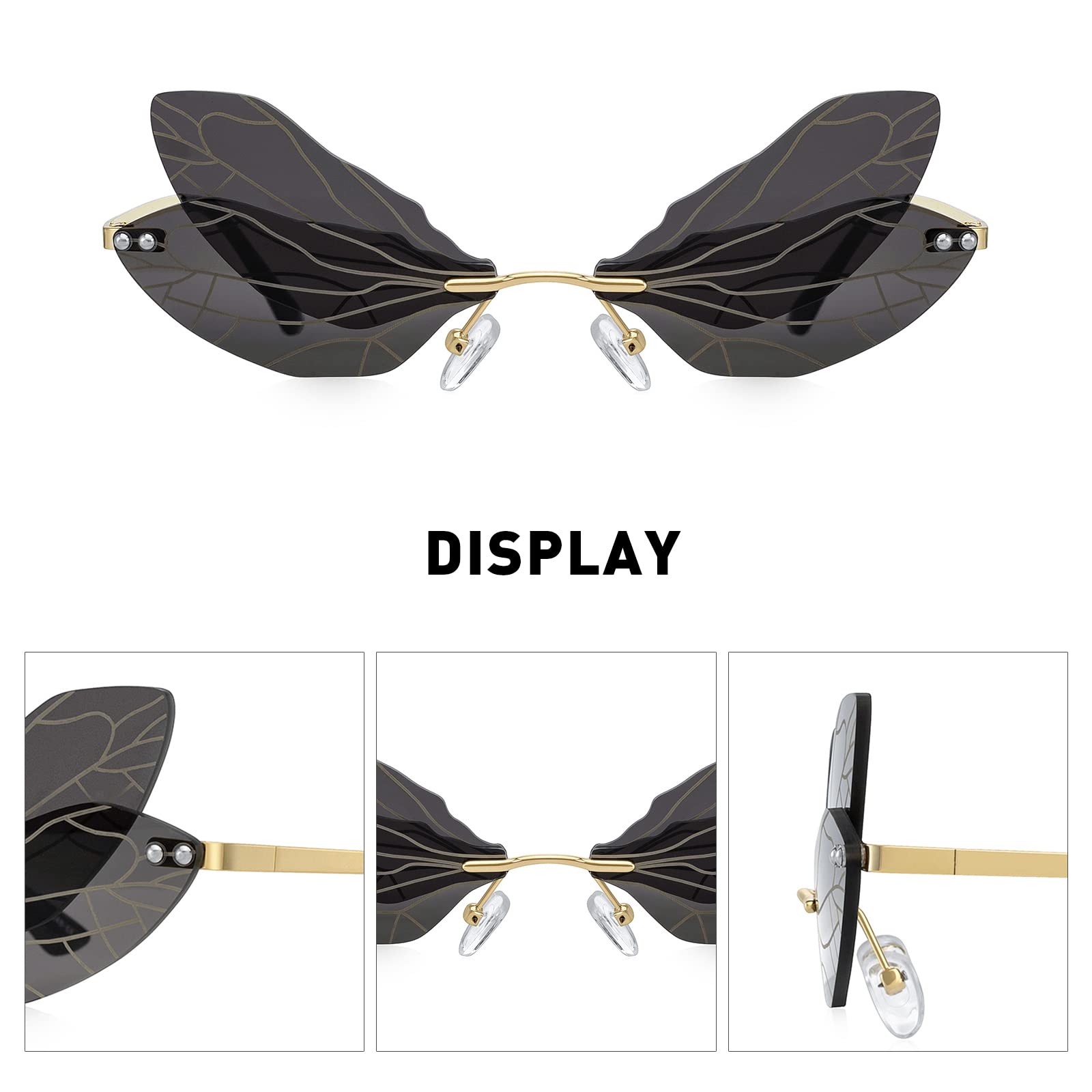 Women's Dragonfly Wing Sunglasses - Frameless Party Shades for Outdoor Fashion