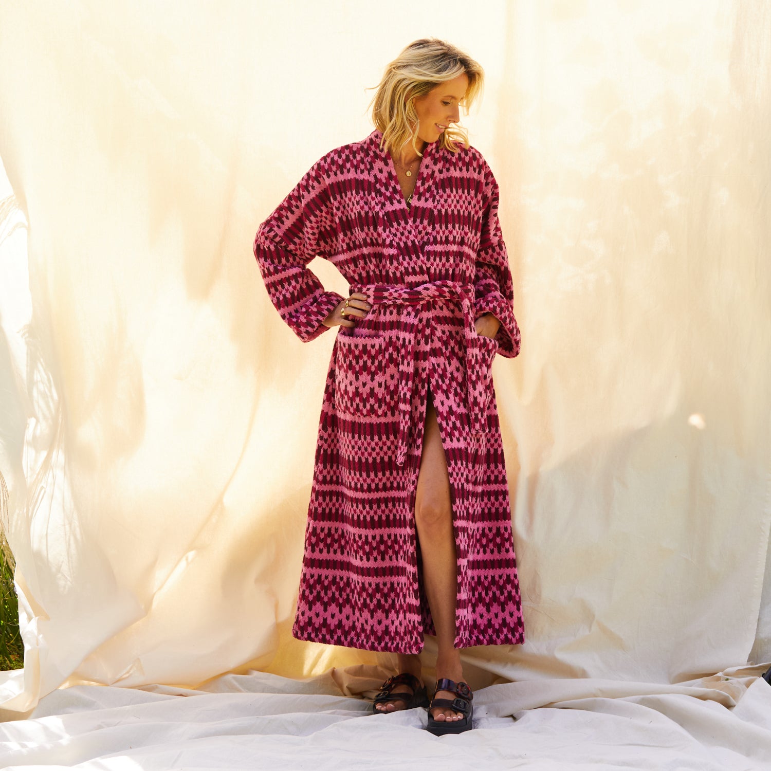 Arlette Soft and Cozy Towelling Robe for Women - Luxurious Cosmo Pink Bathrobe - Perfect for Spa, Lounge, and Post-Shower Relaxation