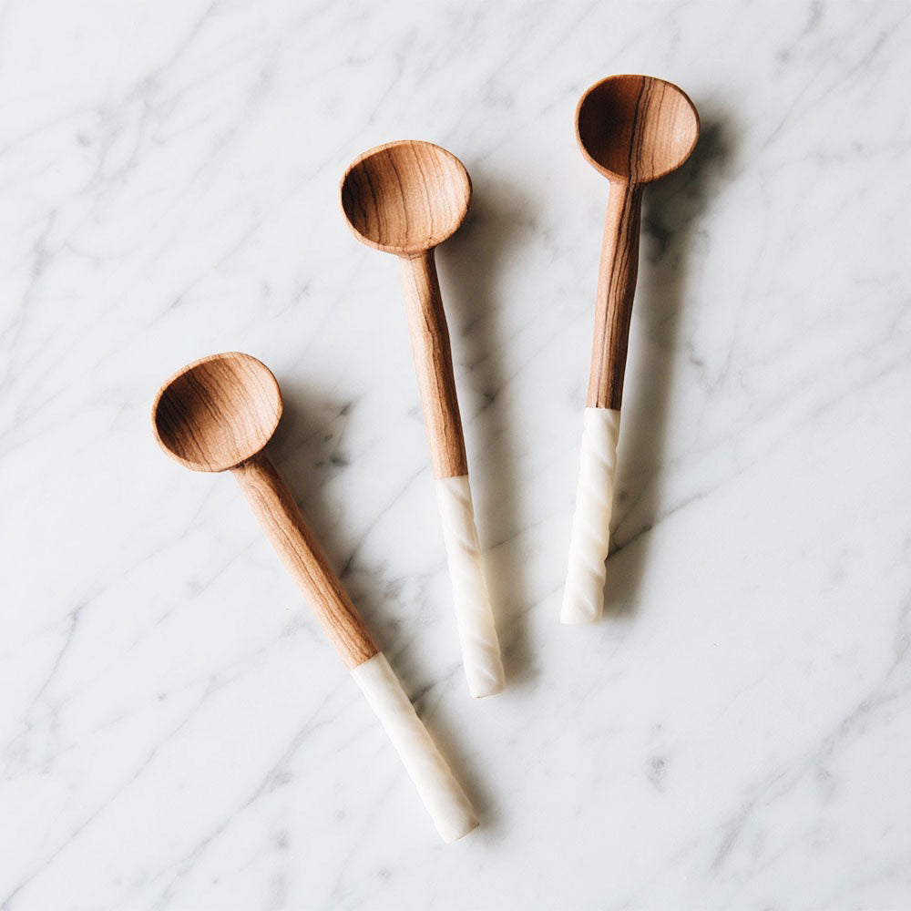 Premium Wild Olive Wood Coffee Scoop Set - Handcrafted, Durable & Eco-Friendly - Perfect for Coffee Enthusiasts & Baristas - Ideal for Measuring Coffee Grounds, Tea, Spices & More