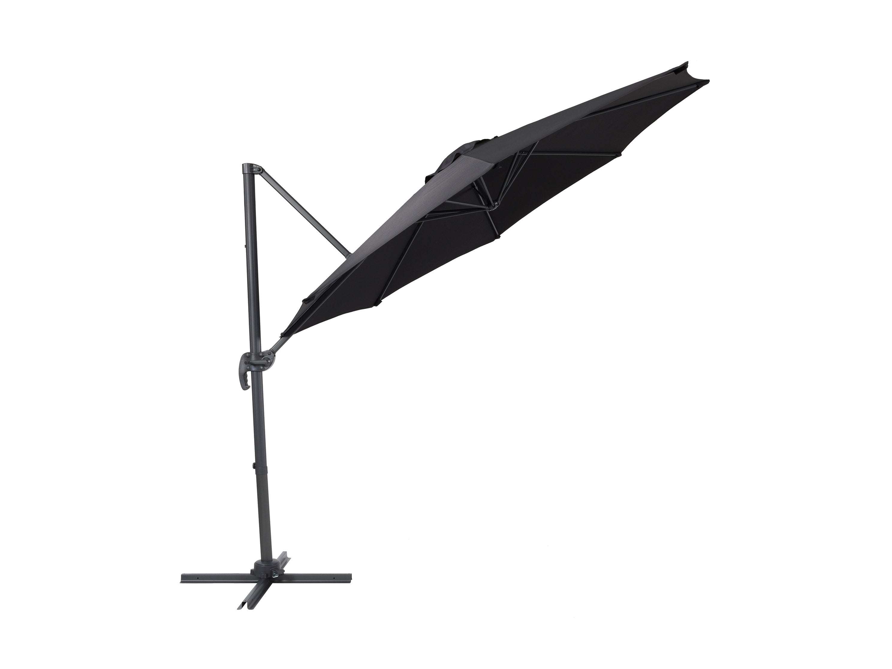 9.5ft Offset Patio Umbrella with 360 Degree Rotation - Durable Outdoor Cantilever Umbrella in Black for Poolside, Garden, and Backyard Relaxation