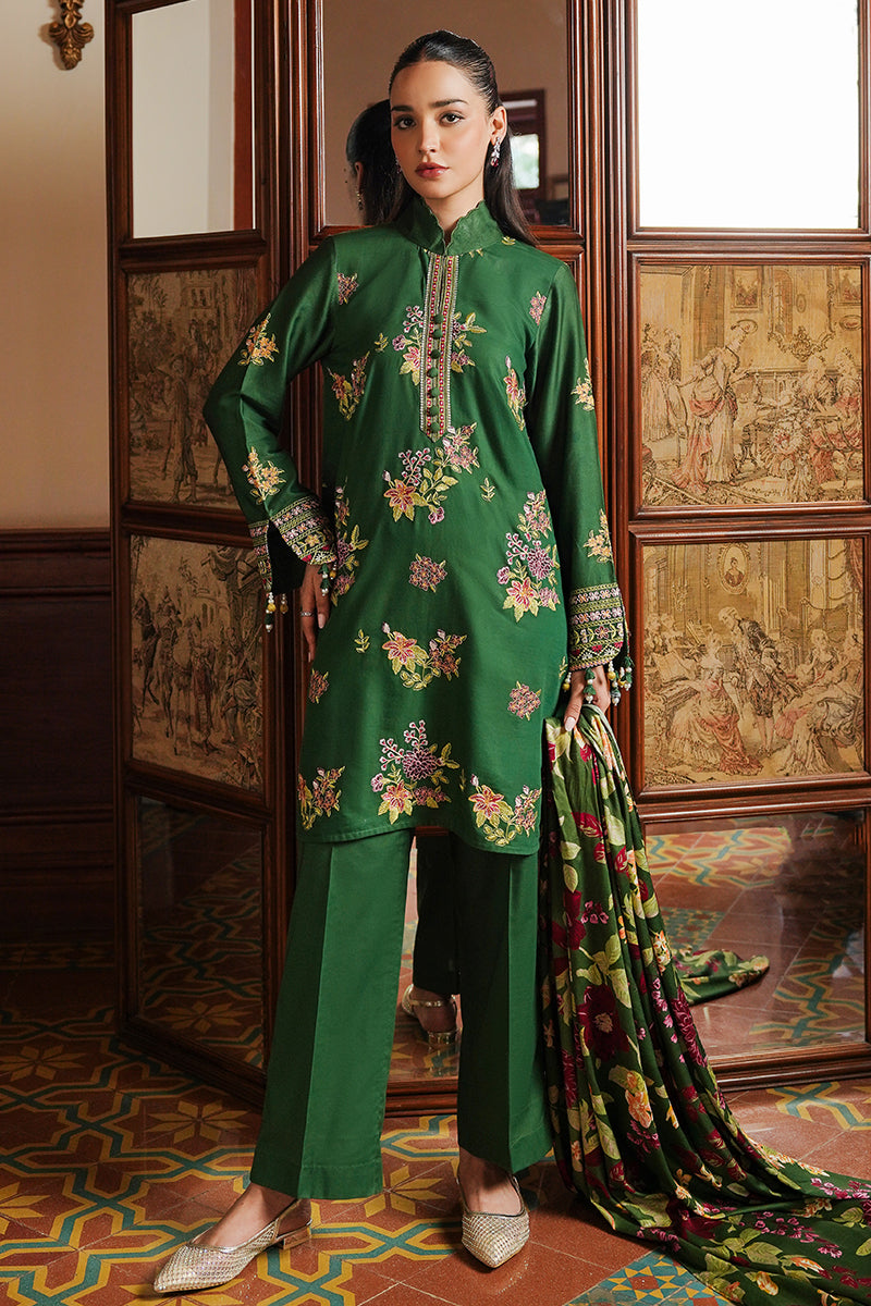 GREEN OASIS 3-Piece Satin Embroidered Suit Set for Women | Elegant Formal Outfit | Perfect for Weddings, Parties & Special Occasions