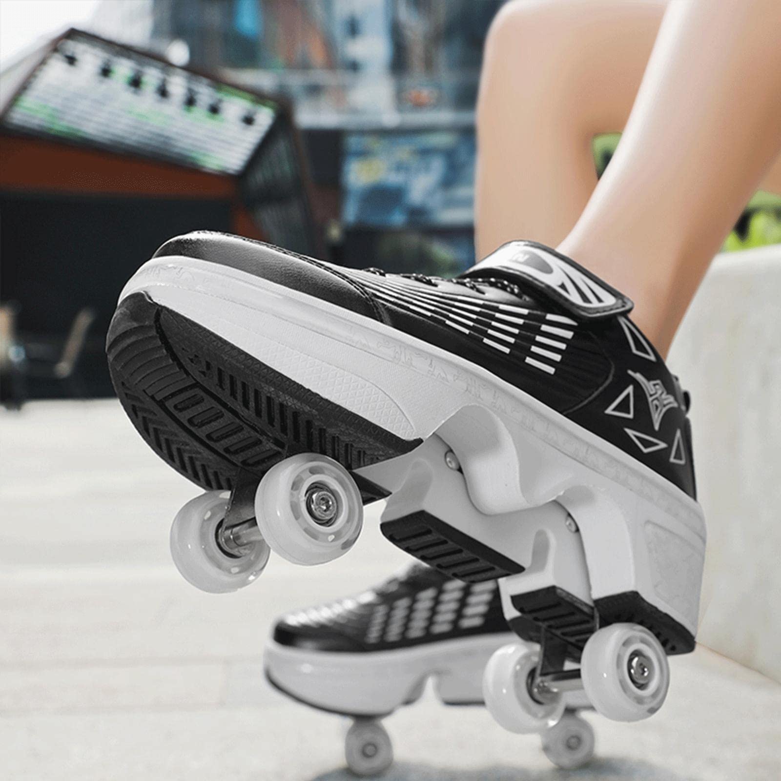 2-in-1 Roller Skates Shoes for Men, Women & Kids - Convertible Wheeled Sneakers with Flexible Wheels | Perfect for Outdoor Fun, Fitness & Gifts