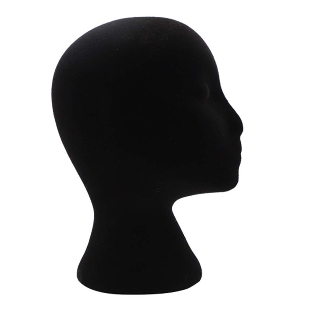 Black Female Styling Flocking Foam Head Mold - Wig Holder for DIY Hair Styling, Headwear Display & Cosmetology Practice (Perfect for Salon, Beauty School & Home Use)