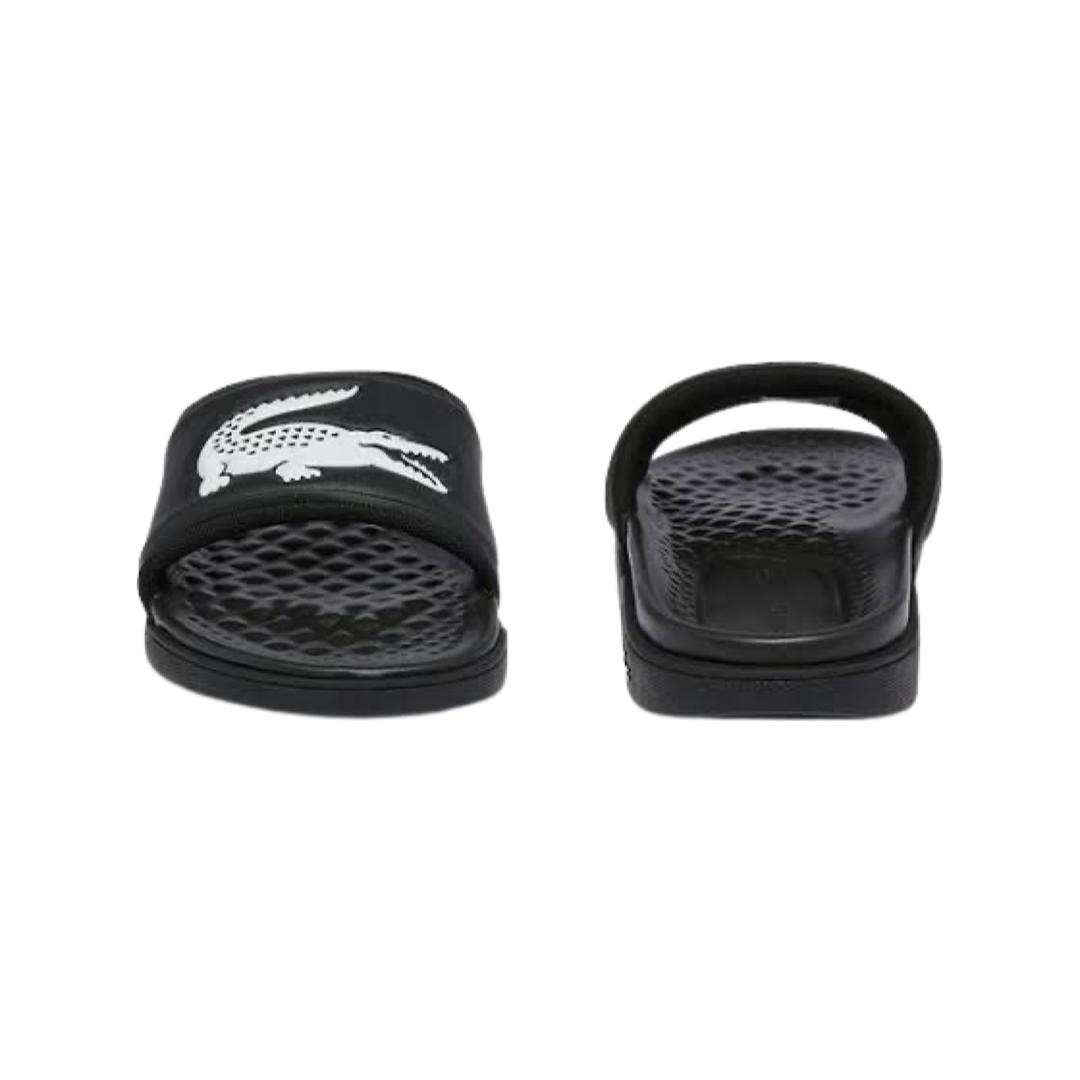 Lacoste Croco Dualiste Slide 0722 - Men's Comfortable Black & White Slide Sandals for Summer Beach, Pool, and Casual Wear