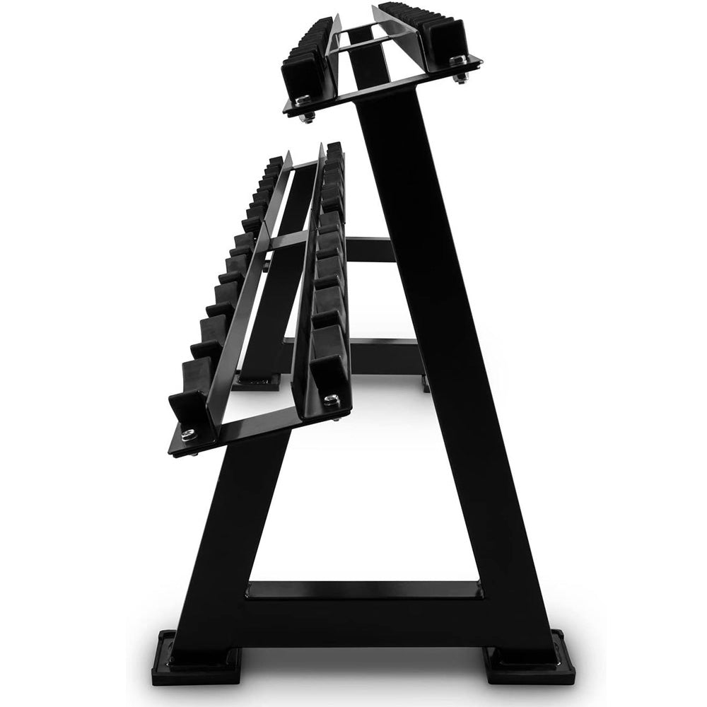 2-Tier Dumbbell Rack for Home Gym - Heavy Duty Weight Storage Organizer for Dumbbells, Kettlebells & Fitness Equipment - Perfect for Garage, Basement & Home Workout Spaces