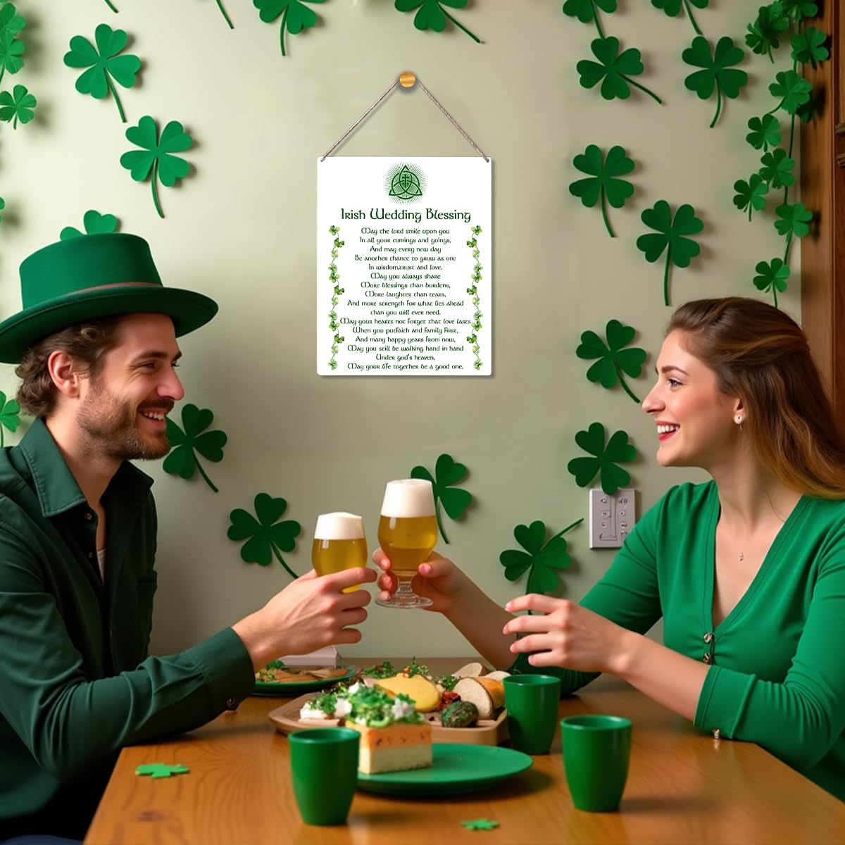 St. Patrick's Day Wood Wall Decor - Irish Wedding Blessing Sign, Rustic Farmhouse Home Decor (10x8 Inches) - Perfect for Living Room, Kitchen & Irish-Themed Parties