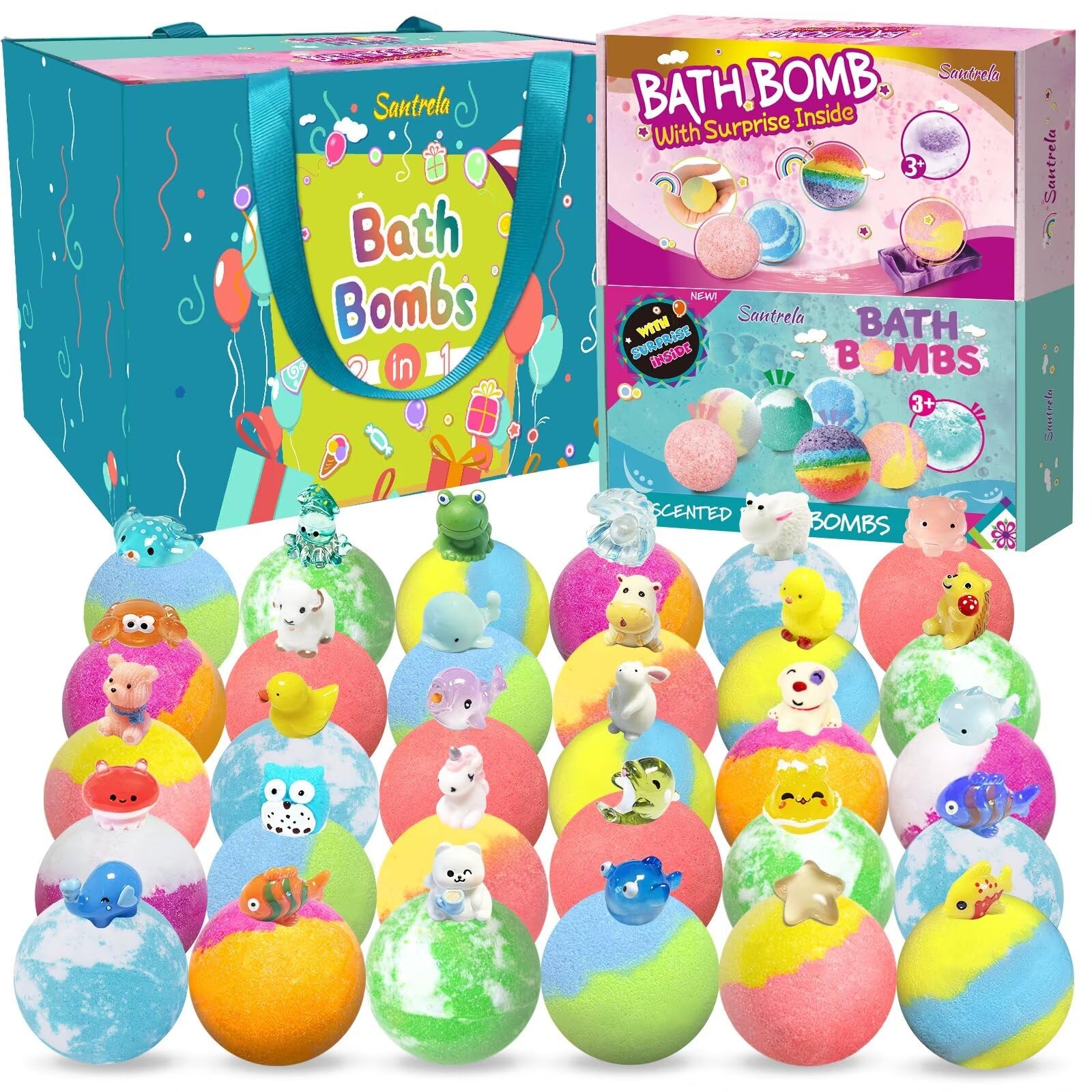 **30-Pack Kids Bath Bombs with Surprise Toys Inside - Fun Bubble Bath Fizzies for Boys & Girls | Birthday, Christmas, Halloween Party Favors | Handmade, Child-Safe for Relaxing Bath Time Play**