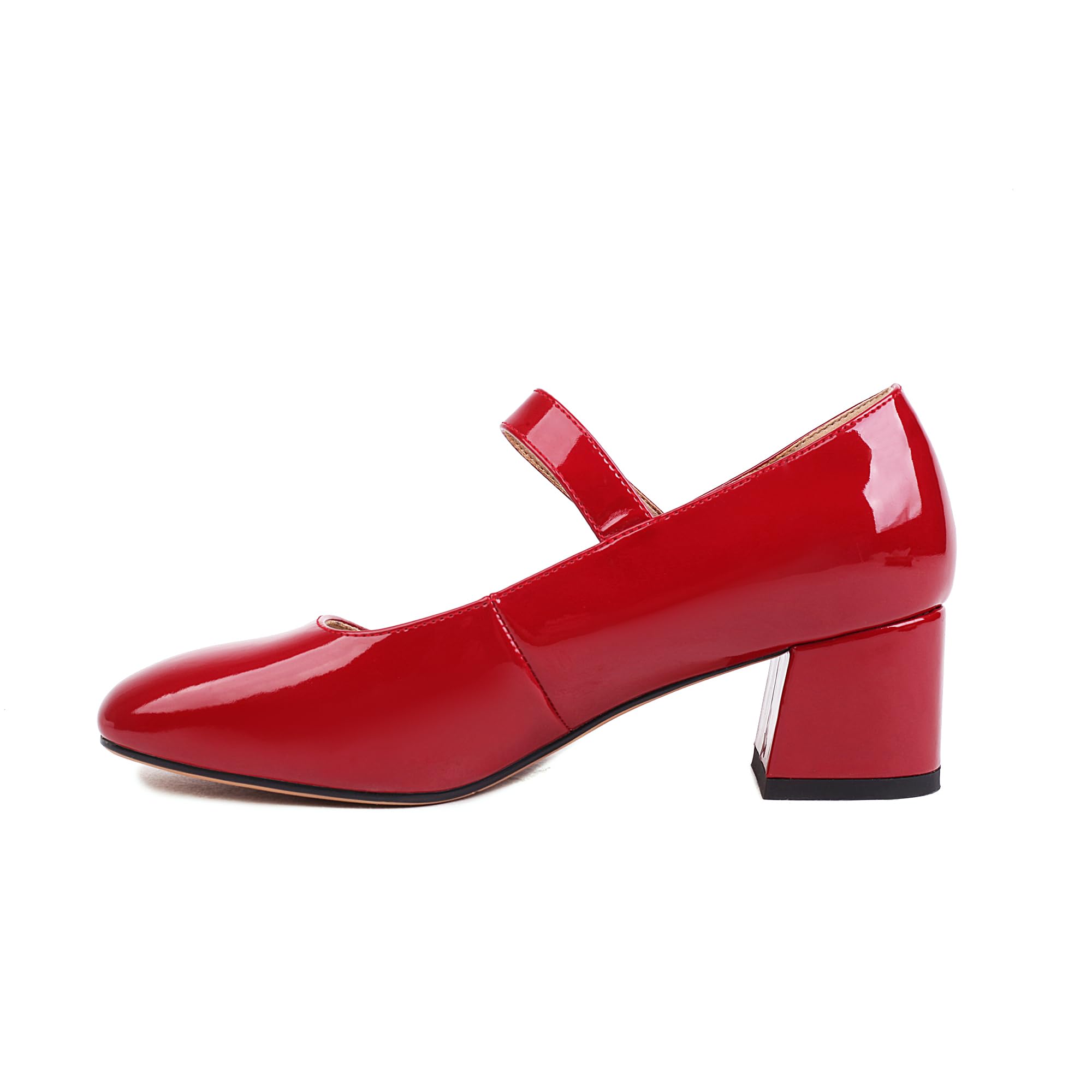 Naiyee Women's Mary Jane Shoes - Chunky Low Heel Ankle Strap Dress Pumps with Rounded Toe | Comfortable & Stylish for Work, Parties & Weddings