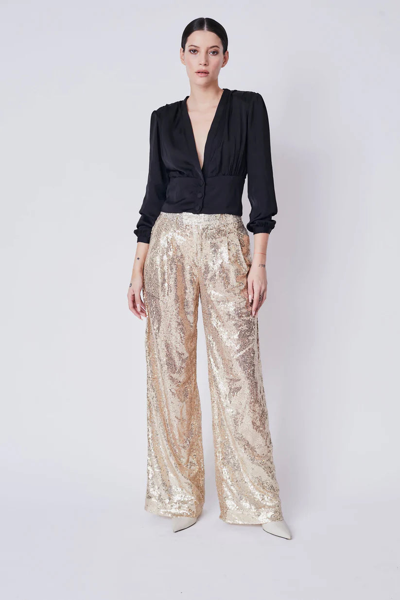 Belucci Sequined Pants for Women - Glamorous High Waisted Party Pants with Sparkly Sequins - Perfect for Night Out, Club Wear, and Special Occasions