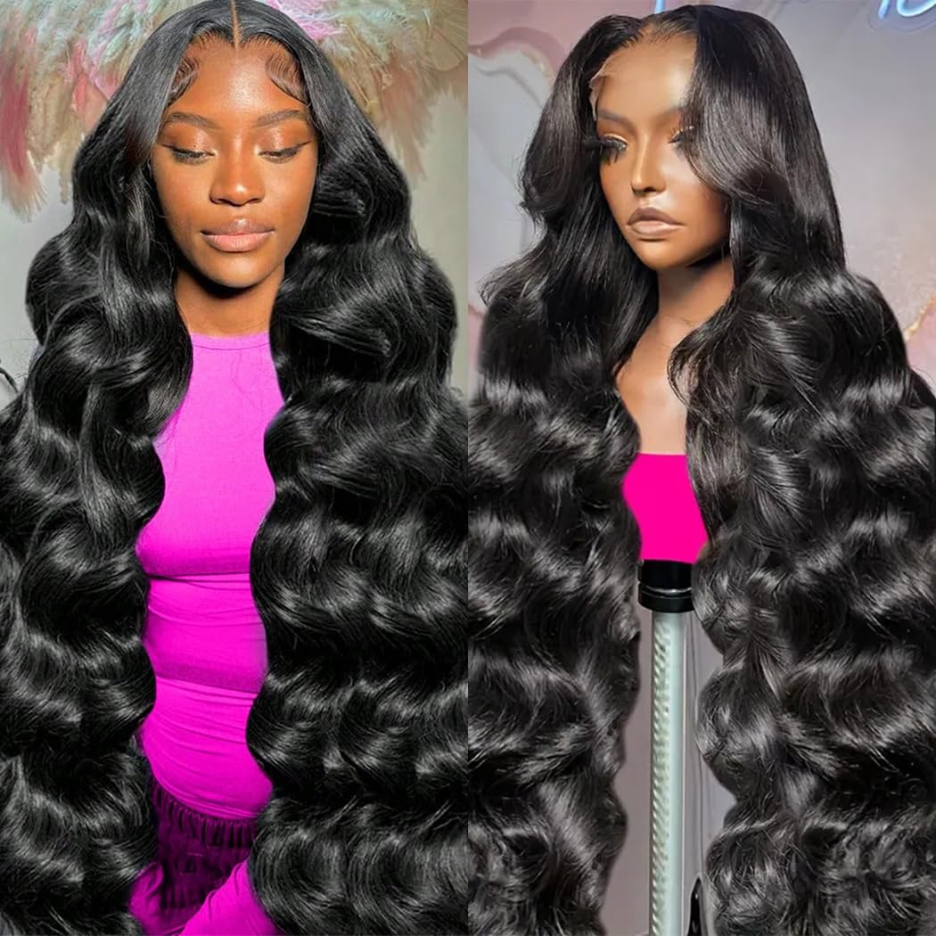 30 Inch 13x6 HD Lace Front Wig - 100% Brazilian Virgin Human Hair - 200% Density Body Wave - Pre-Plucked with Baby Hair - Glueless Frontal Wig for Women - Natural Black/Brown/Blonde Colors - Perfect for Daily Wear, Parties, Cosplay and Protective Styling
