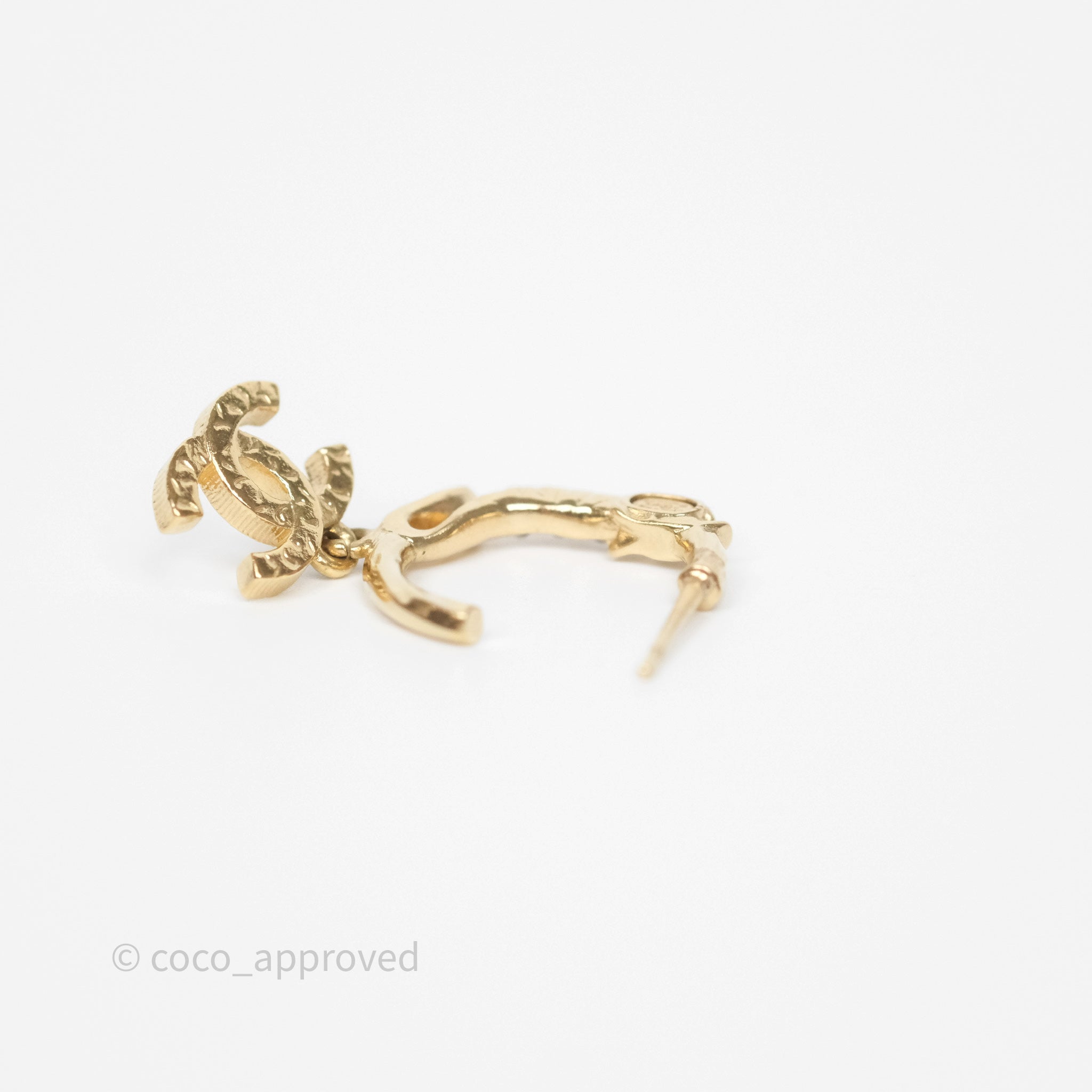 Chanel CC Crystal Hoop Earrings Gold Tone 23C - Luxury Fashion Jewelry for Women | Perfect for Parties, Weddings & Special Occasions