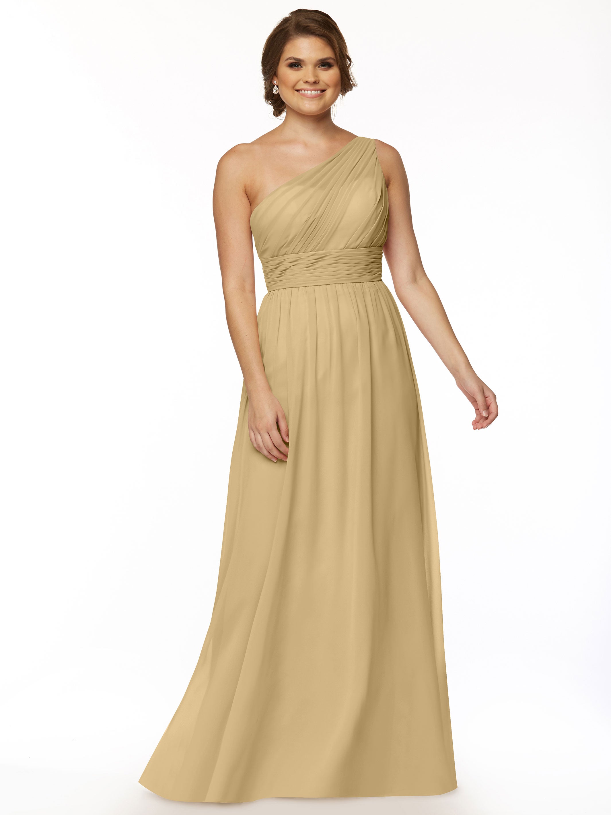 Elegant One Shoulder A-Line Chiffon Bridesmaid Dress with Ruching - Perfect for Weddings, Formal Events & Special Occasions