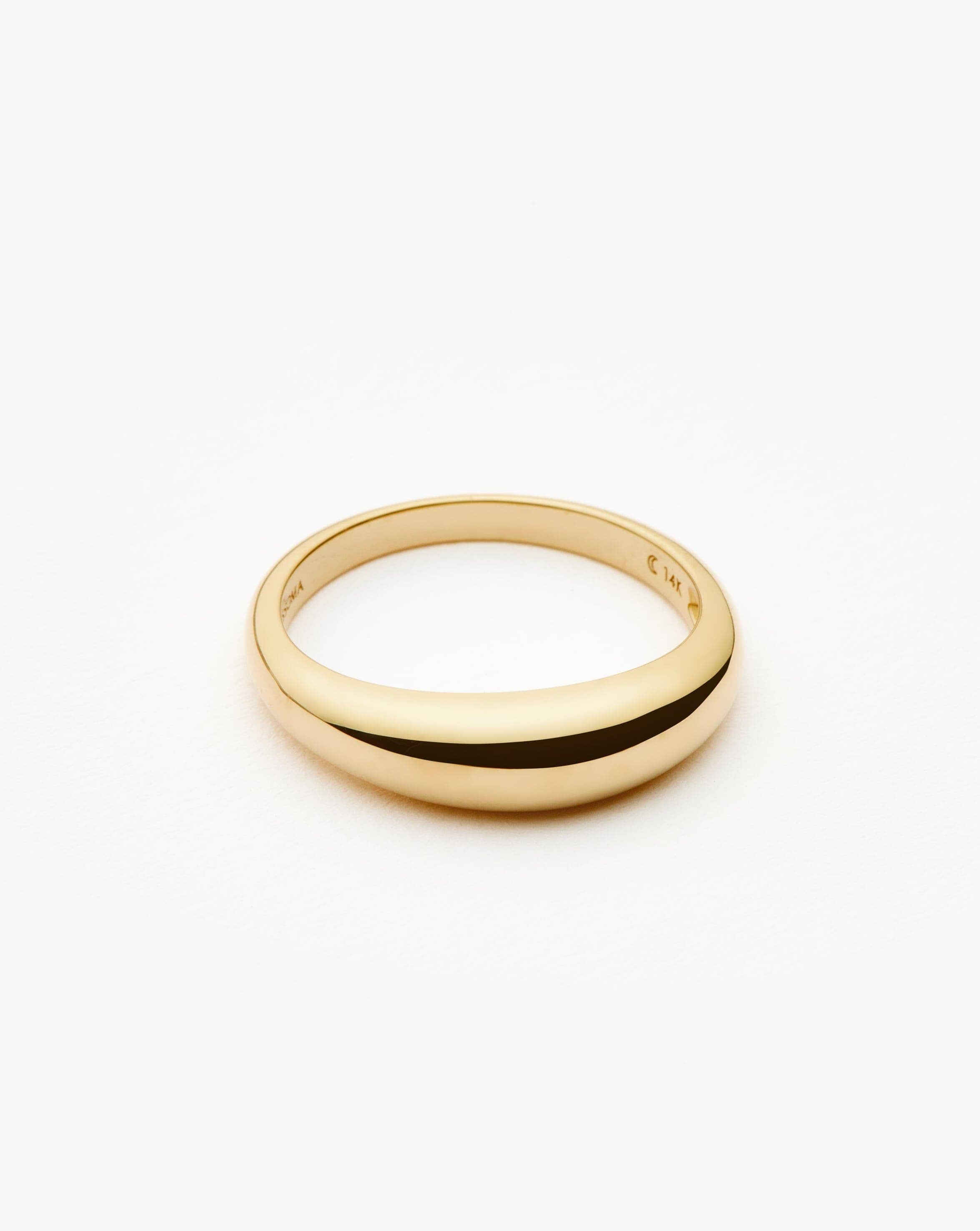 14K Solid Gold Classic Dome Ring for Women - Elegant Stackable Band for Everyday Wear, Gift Giving & Special Occasions