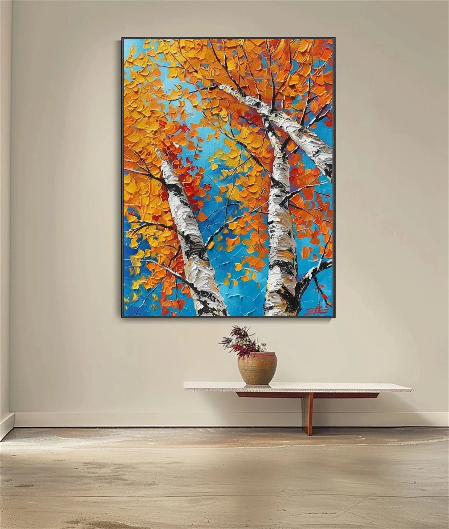 Flower and Tree Painting - Handmade Canvas Art #FT150 - Perfect for Home Decor, Living Room, Bedroom & Office Wall Art
