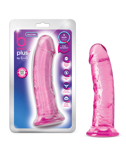 B Yours Plus Roar n' Ride Realistic 8 Inch Pink Dildo - Lifelike Adult Toy for Couples & Solo Play, Perfect for Spicing Up Your Bedroom Experience