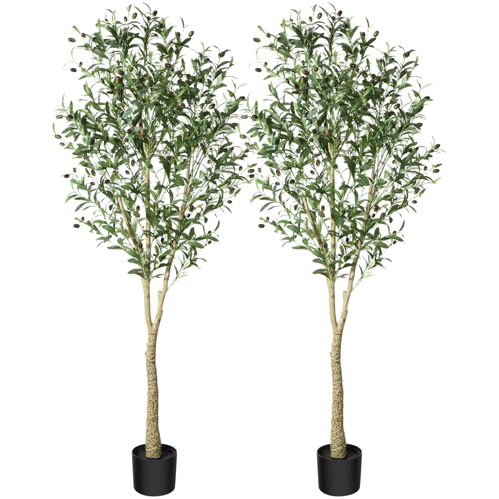 Premium 6FT Artificial Olive Tree in Pot - Realistic Faux Silk Plant for Indoor & Outdoor Decor (2-Pack) | Perfect for Home, Office, Garden & Housewarming Gifts