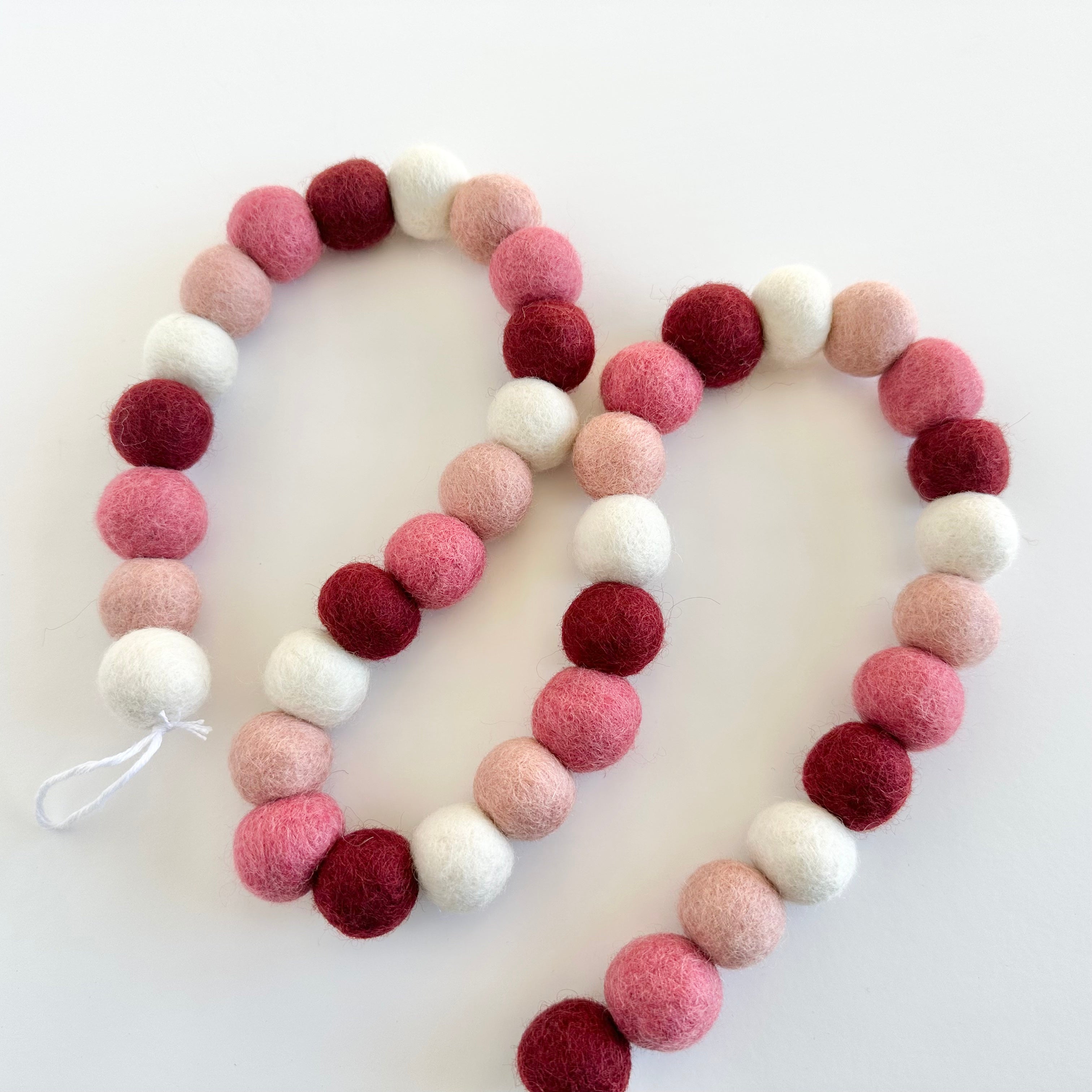 Dark Pink Ombre Felt Ball Garland - Handmade Nursery Decor, Boho Baby Shower Backdrop, Wedding Party Decoration for Wall & Table