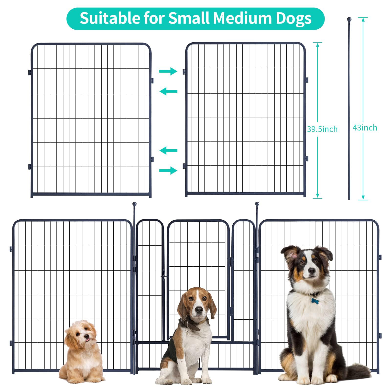 **Foldable Metal Dog Playpen - 40 Inch Portable Outdoor Dog Fence for Large, Medium & Small Dogs - 8-Panel Yard Fence with Door - Ideal for Backyard, Camping & Travel**