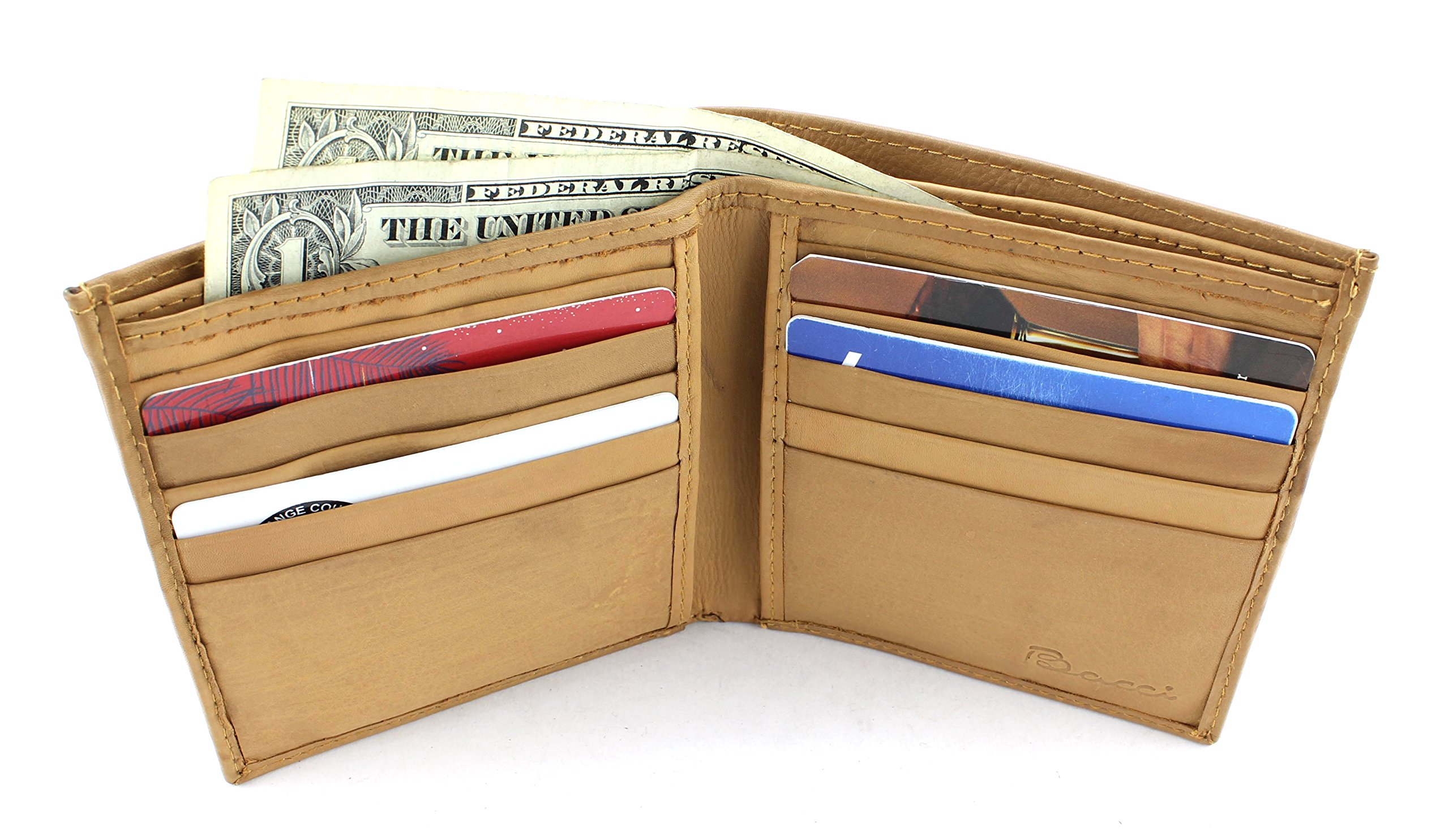 Premium Bifold Leather Wallet for Men - Genuine Top Grain Cowhide, 10 Card Slots, 2 Inner & 2 Cash Pockets - Slim RFID Blocking Billfold Wallet with Durable Contrast Stitching (Tan Brown) - Perfect Gift for Dad, Husband, Boyfriend - Ideal for Everyday Use, Business, Travel & Special Occasions