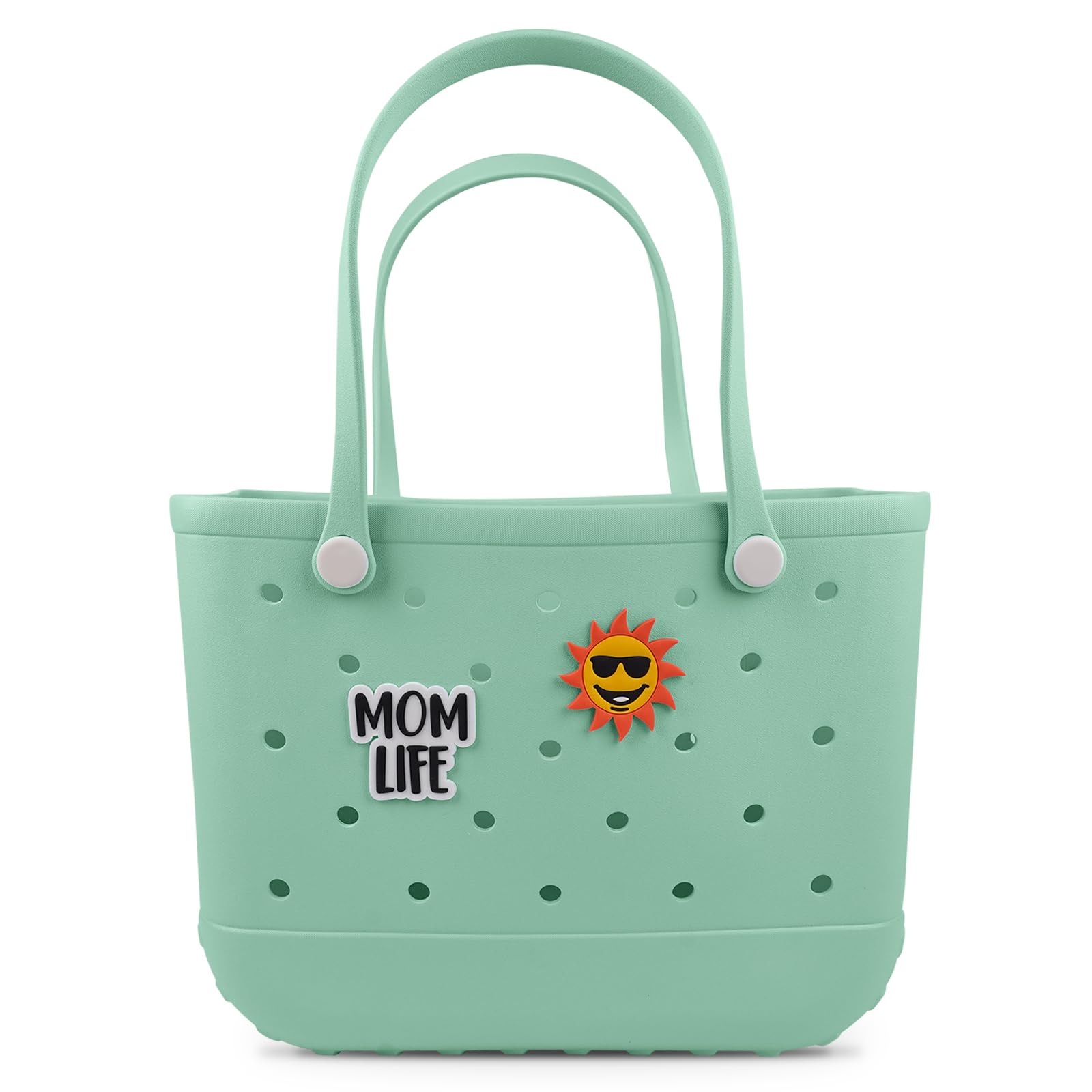 Waterproof Extra Large Beach Tote Bag for Women - Durable Rubber Travel Handbag with Charms - Perfect for Swimming Pool, Grocery Shopping, Sports & Beach Outings