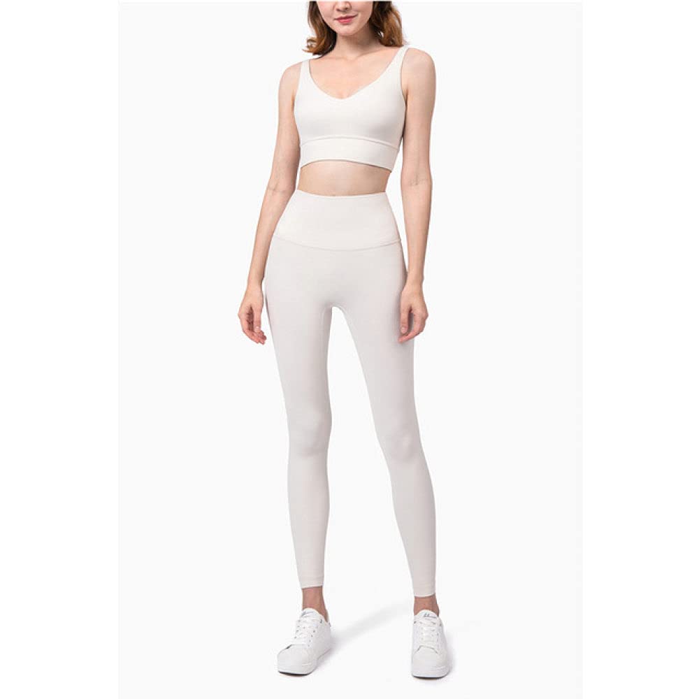 YHWW Women's Soft Fabric Yoga Set - Gym Workout Clothes, Fitness Outfit in Ivory White | Perfect for Yoga, Pilates, Gym & Active Lifestyle