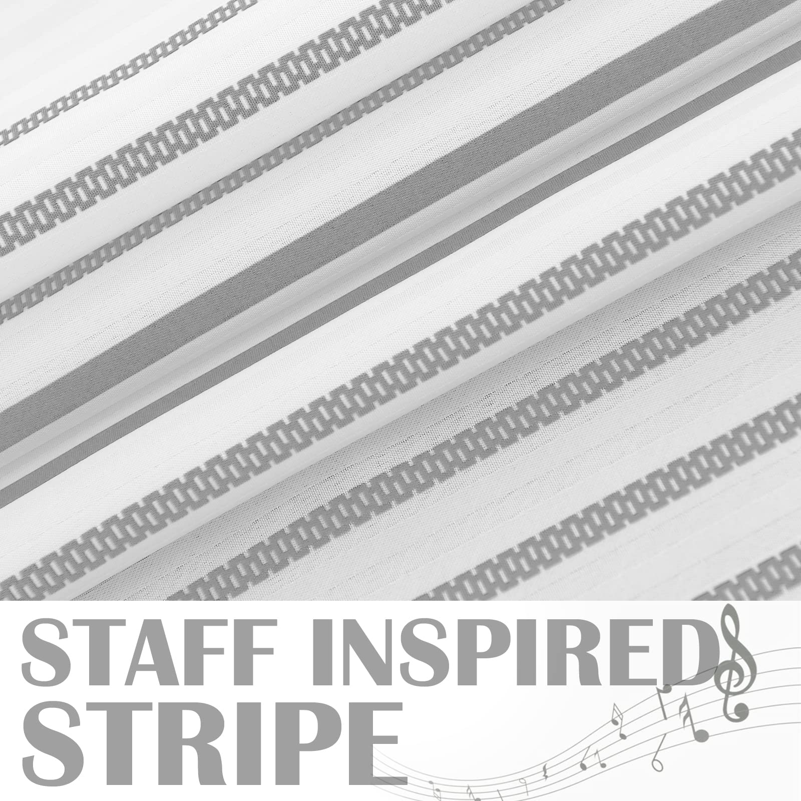 Vangao Grey and White Striped Waterproof Shower Curtain - Textured Fabric Bathroom Curtain Set with Hooks (70x72 Inch) | Modern Hotel Style, Machine Washable | Perfect for Bathroom Decor, Guest Rooms & Spa Retreats