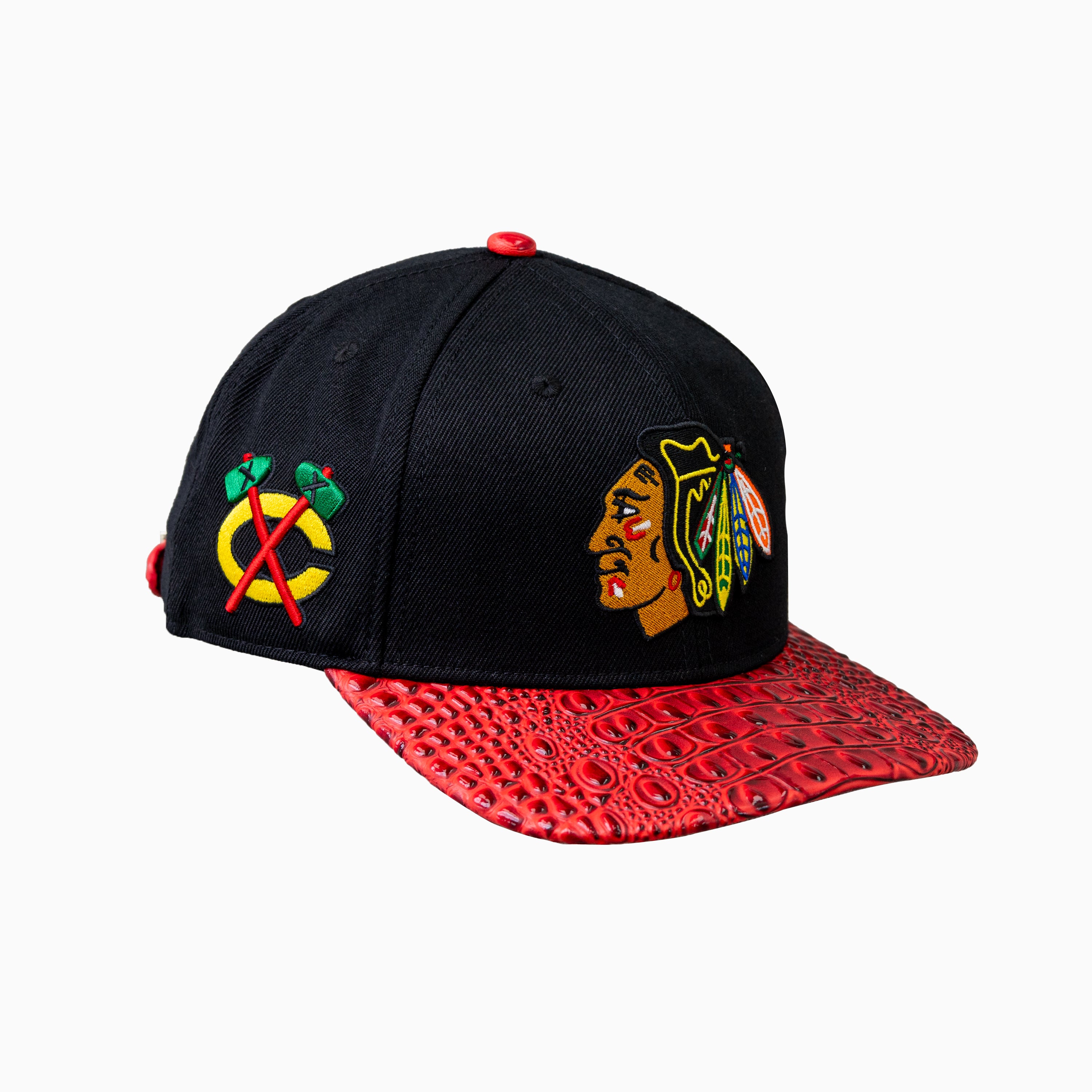 Chicago Blackhawks NHL Official Leather Visor Snapback Hat - Adjustable Baseball Cap for Men & Women - Perfect for Sports Games, Casual Wear & Fan Collections