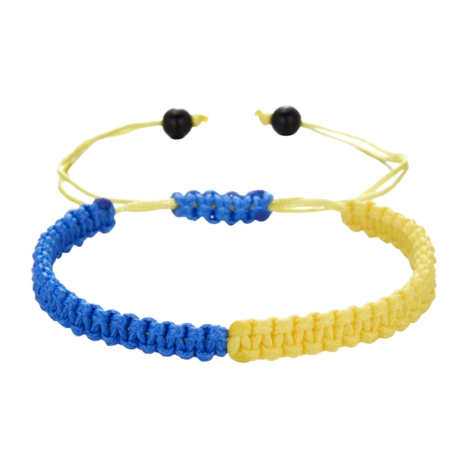 Shiusina Fashionable Blue & Yellow Hand-Woven Bracelet Set with Matching Earrings - Ukraine Flag Colors, Adjustable One Size - Perfect for Festivals, Parties & Patriotic Gifting