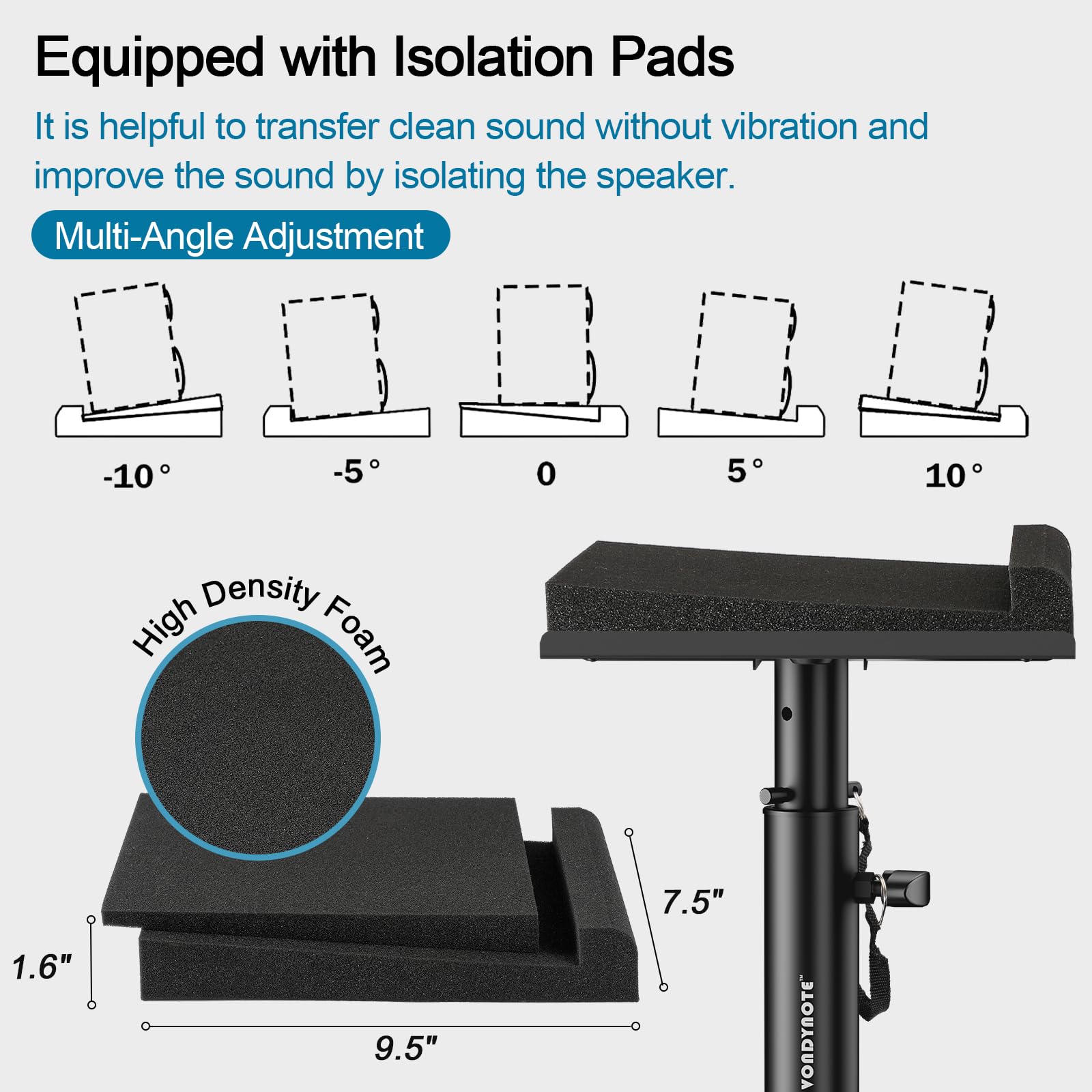 2 Pack Studio Monitor Stands with Isolation Pads - Heavy Duty Desk Clamp Speaker Mounts for Home & Professional Audio Setup | Perfect for Music Production, Gaming & Home Theater Systems