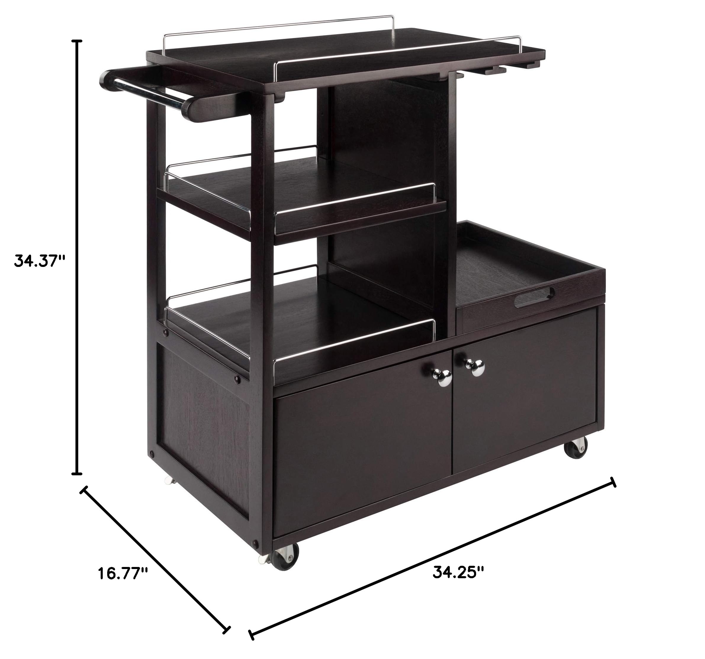 Winsome Wood Galen Entertainment Cart - Rolling TV Stand with Storage Shelf for Living Room, Bedroom, Home Theater - Perfect for Organizing Media Devices & Decor