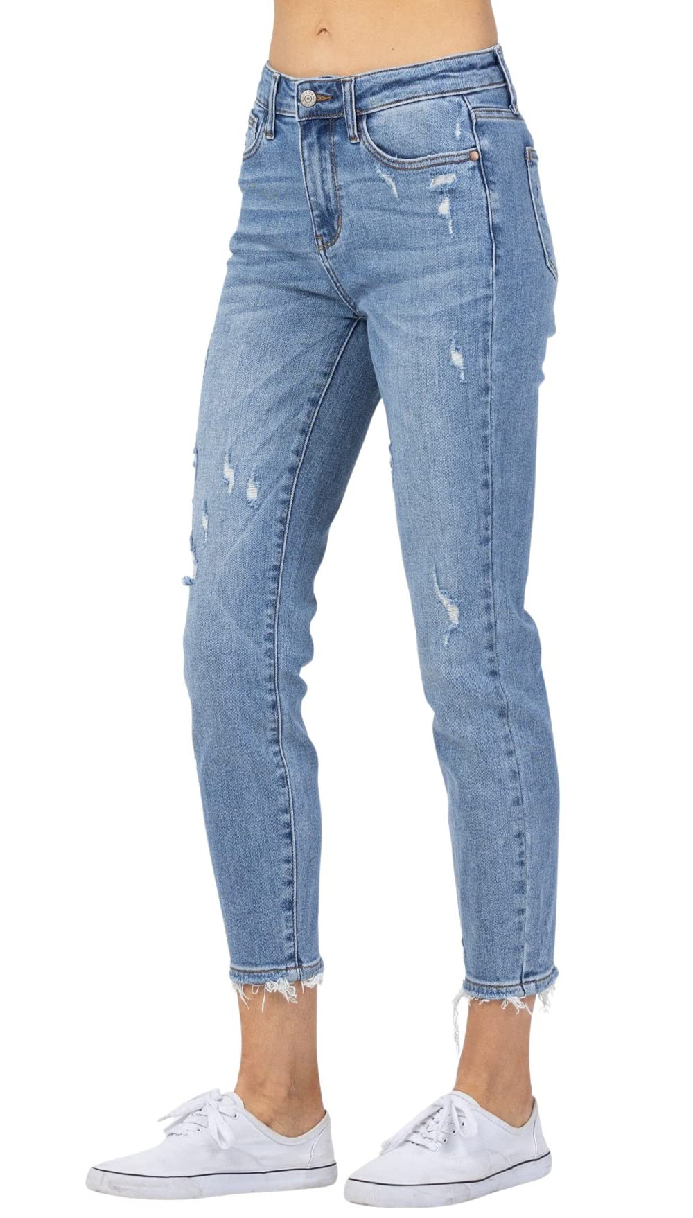 Judy Blue Women's High Rise Mineral Wash Relaxed Fit Jeans - Comfortable Stretch Denim Pants for Casual Wear, Work & Everyday Outfits