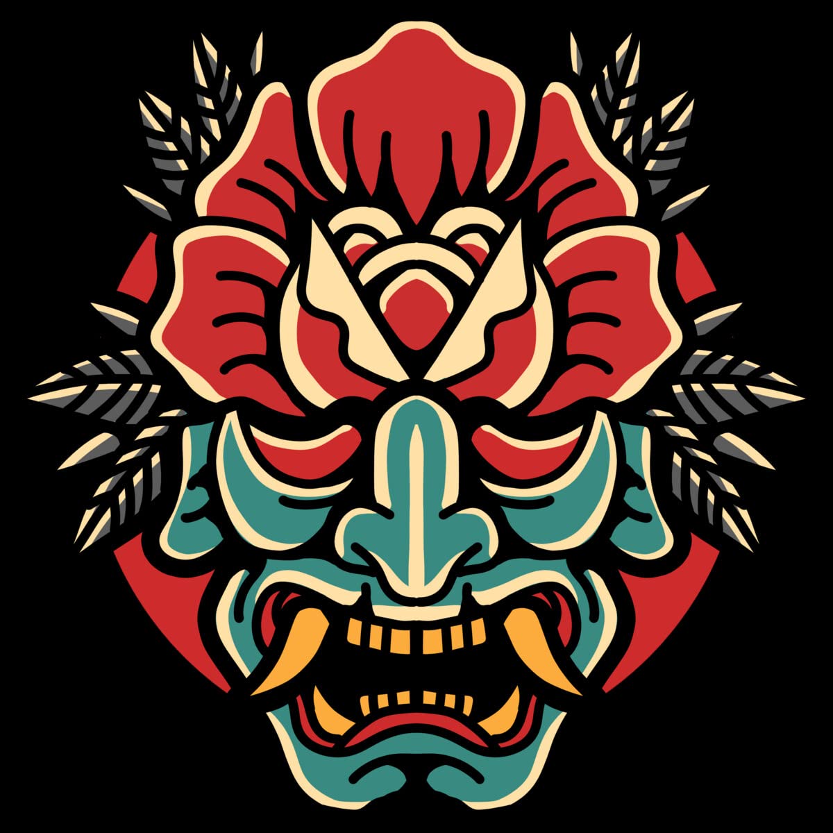 Design By Humans Unisex Oni-Rose Pullover Hoodie by Donipacoceng | Stylish Anime Streetwear for Men & Women | Perfect for Casual Wear, Cosplay & Gifts