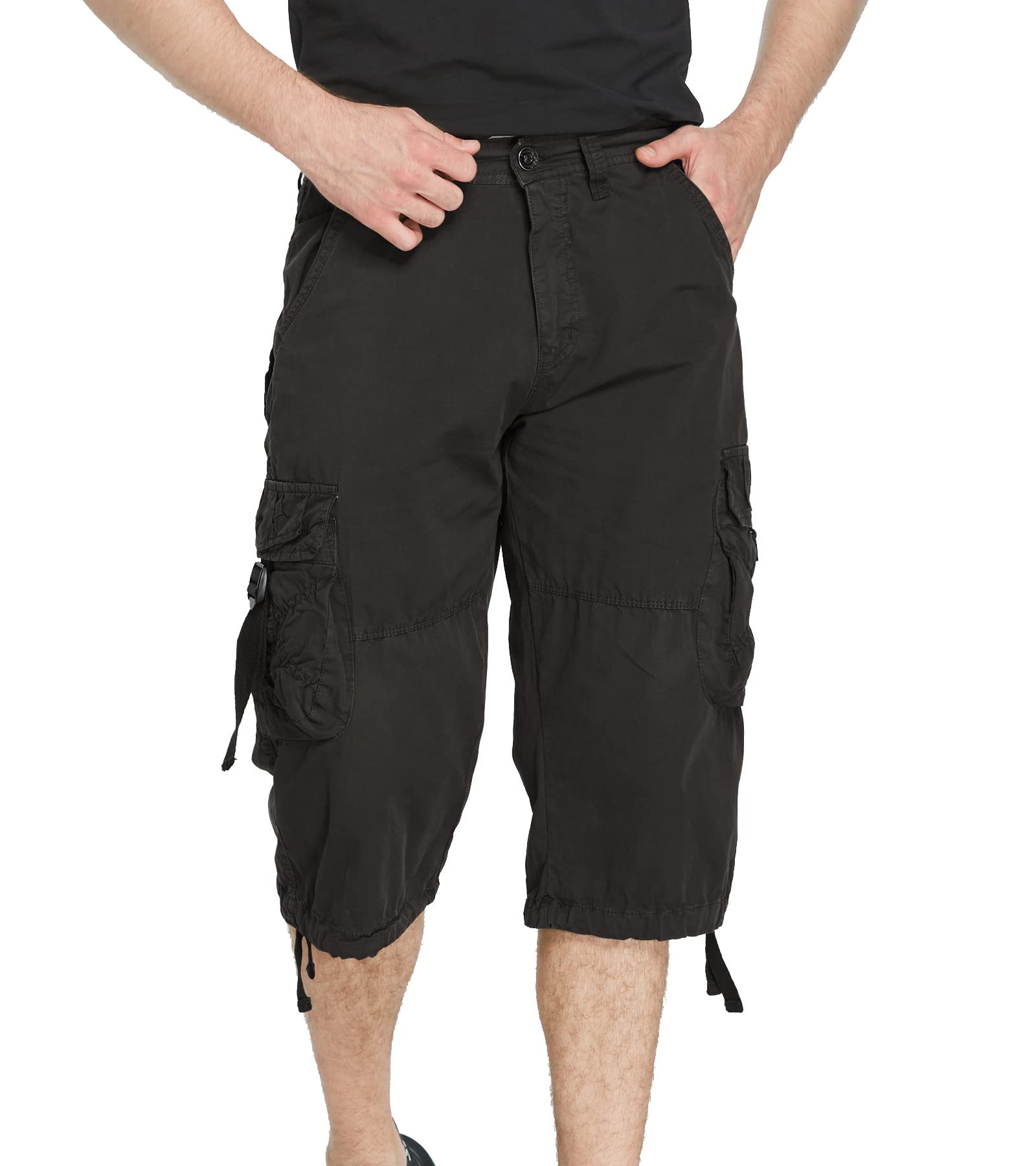 Men's 3/4 Length Cargo Shorts - Below The Knee Casual Outdoor Shorts for Hiking, Travel & Summer Activities